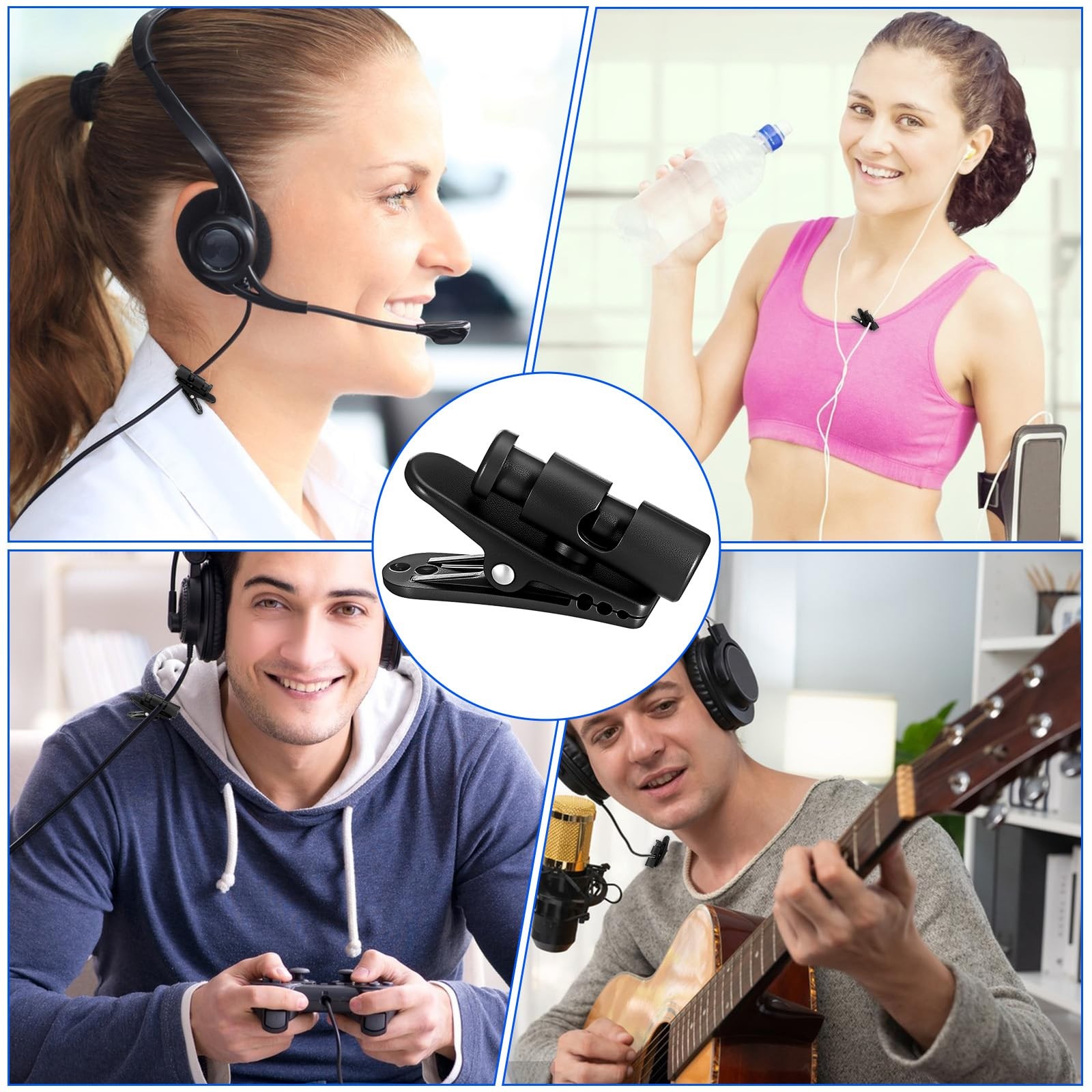 10pcs Headset Cord Clips, Headphone Clip, Black Headphone Cable Clip, Lapel M...