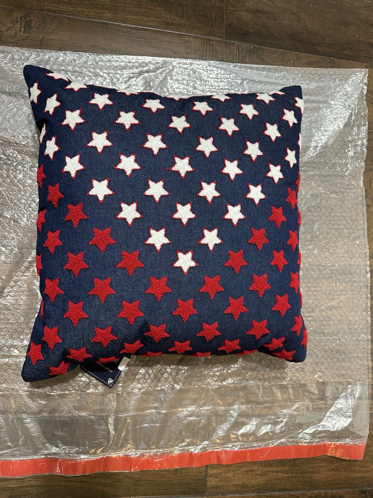 New Cremieux Miller Denim Patriotic Stars Decorative Bed Pillow 20x20