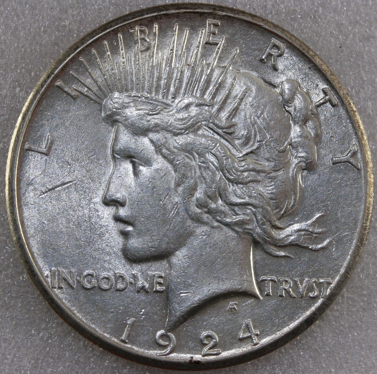 1924-S $1 Peace Dollar ~ About Uncirculated ~ 90% Silver US107
