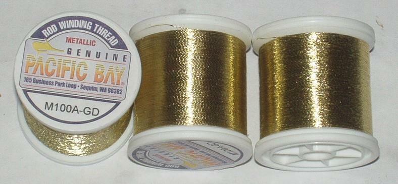 3 SPOOLS PACIFIC BAY METALLIC GOLD ROD WINDING THREAD. "A"