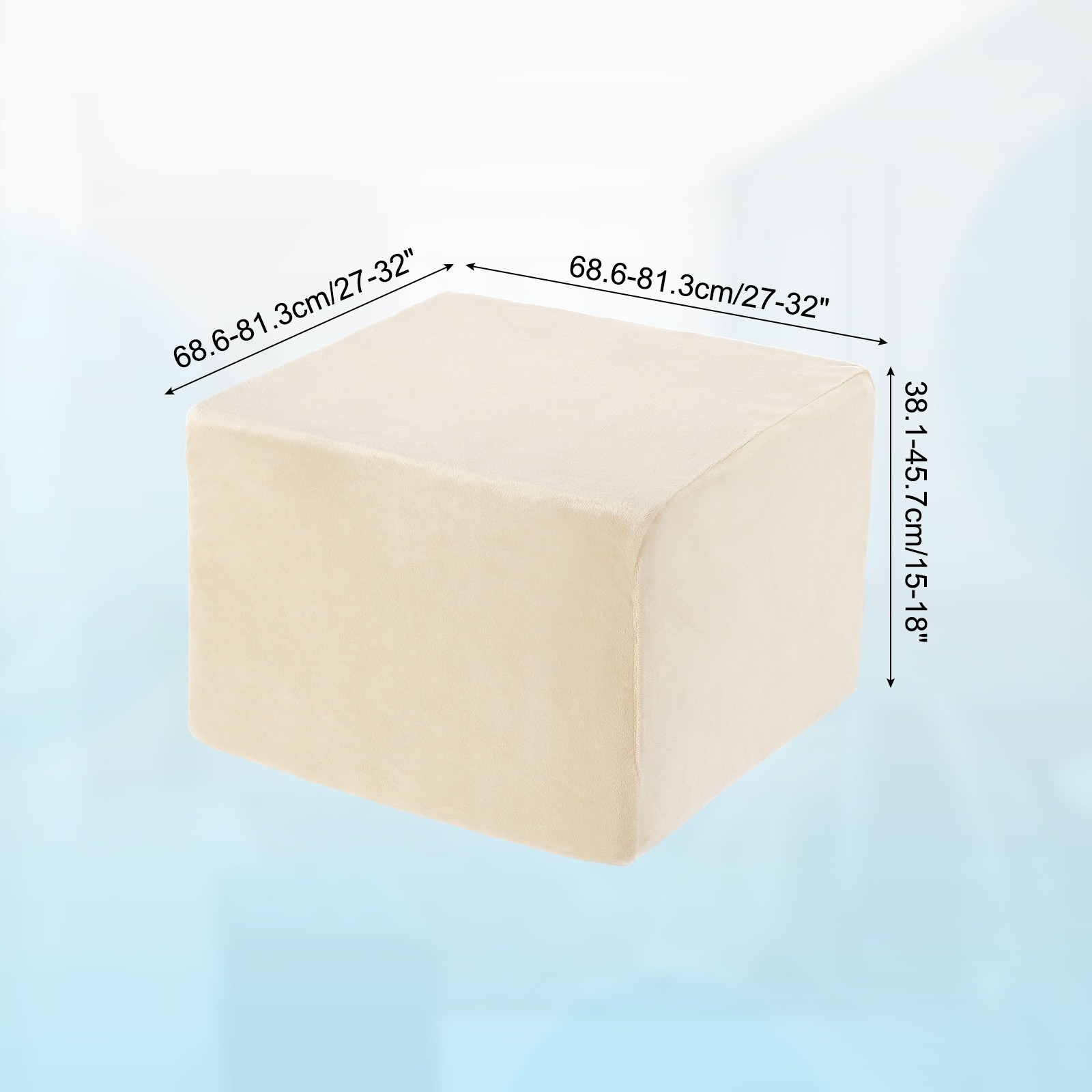 Square Stretch Foot Stool Cover Fit Length 27"-32", Light Beige