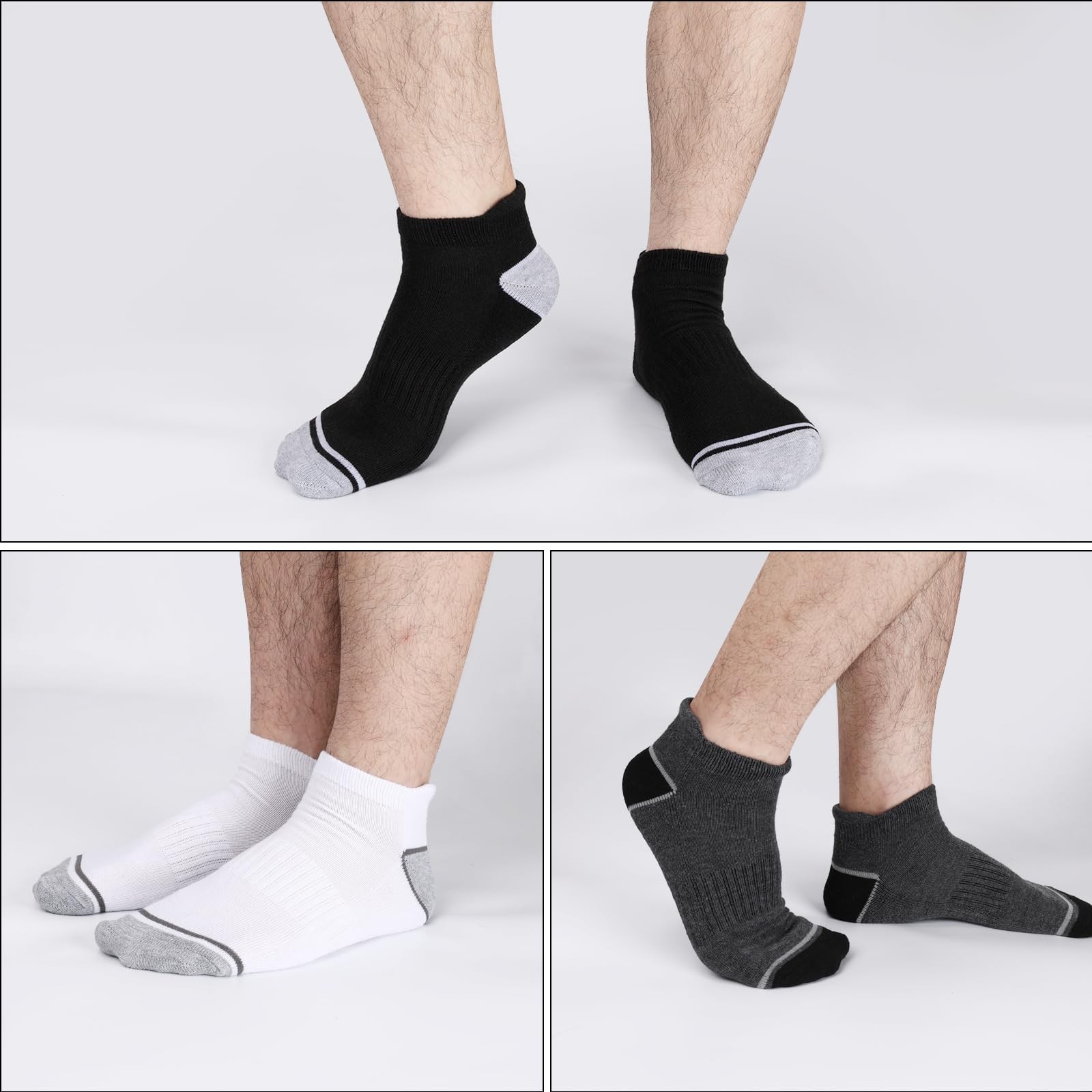 12 Pack Mens Ankle Socks Athletic Running Cushioned Breathable Low Cut Sports...