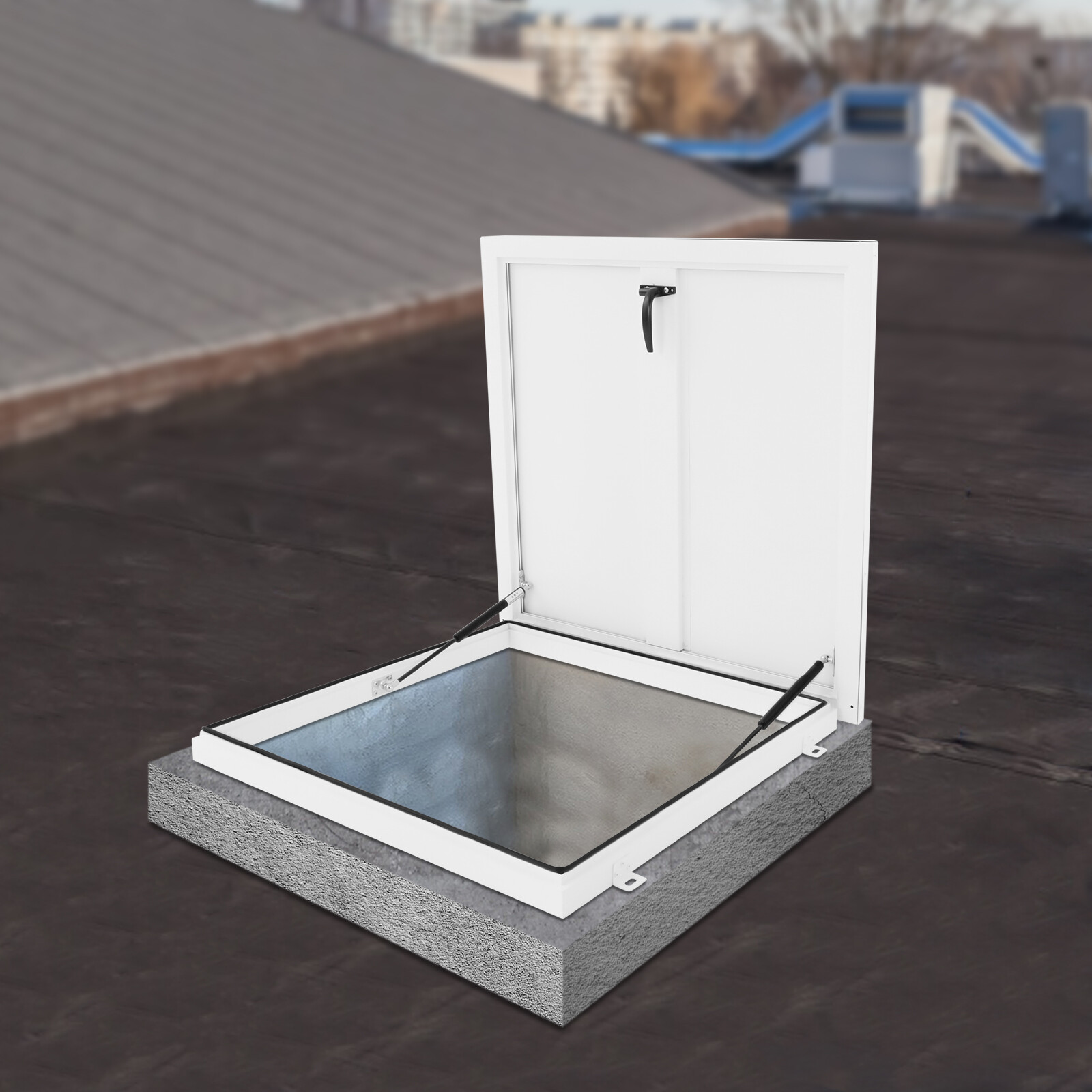 White Roof Hatch Roof Access Hatch 90° Roof Security Door 27.5" L X 27.5" W