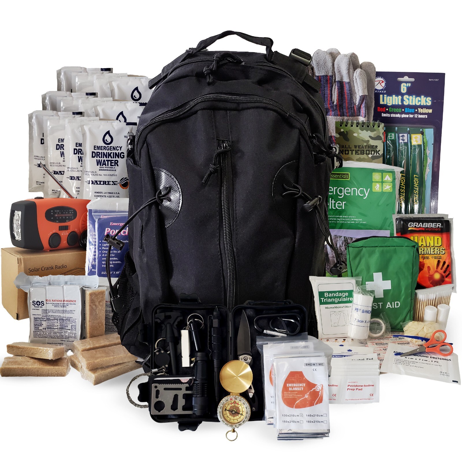 2 Person Emergency Kit/Survival Backpack for 72 Hours, Natural Disasters & More