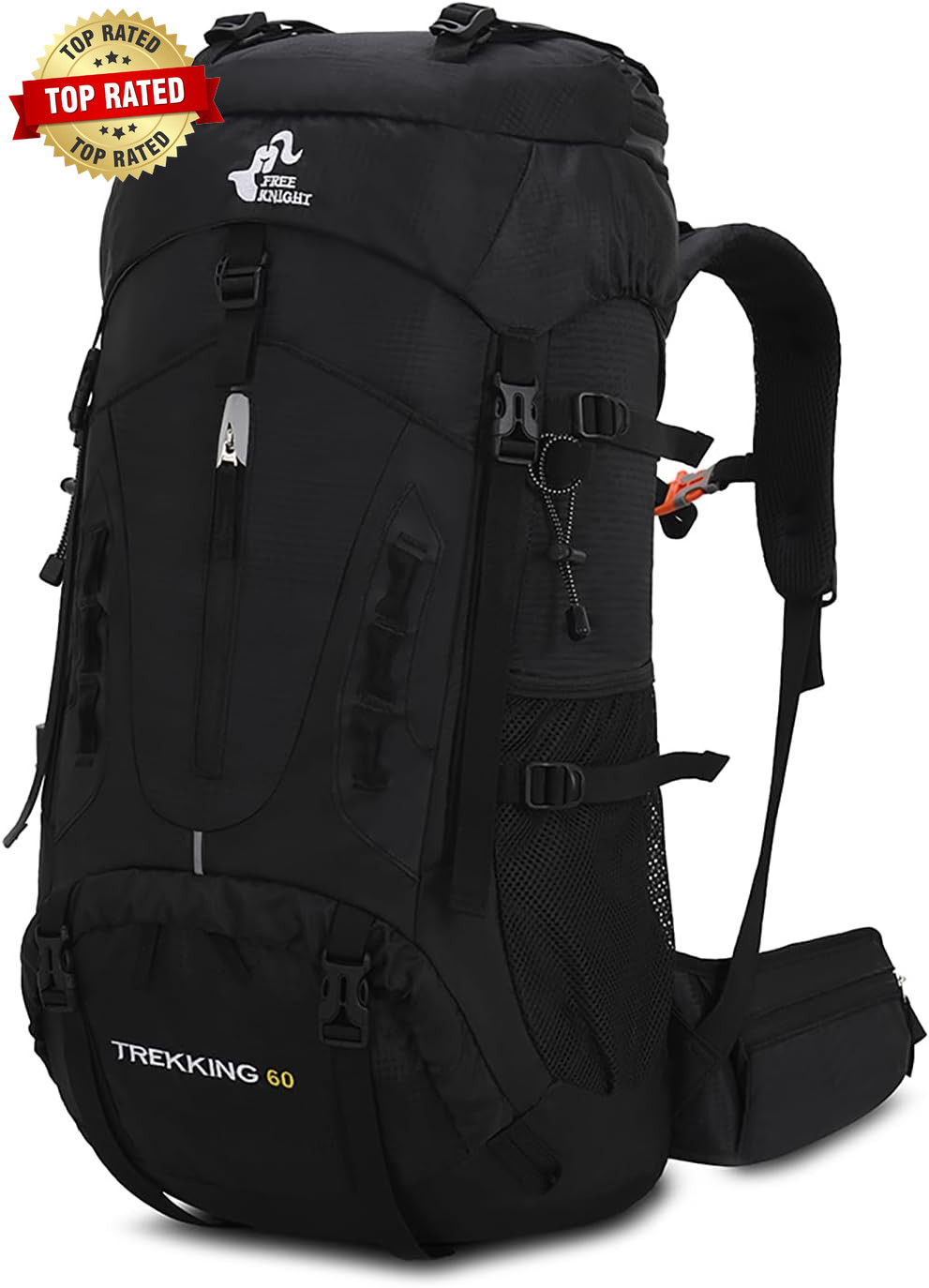 60L Hiking Camping Backpack with Rain Cover, Waterproof Large Capacity Outdoor S