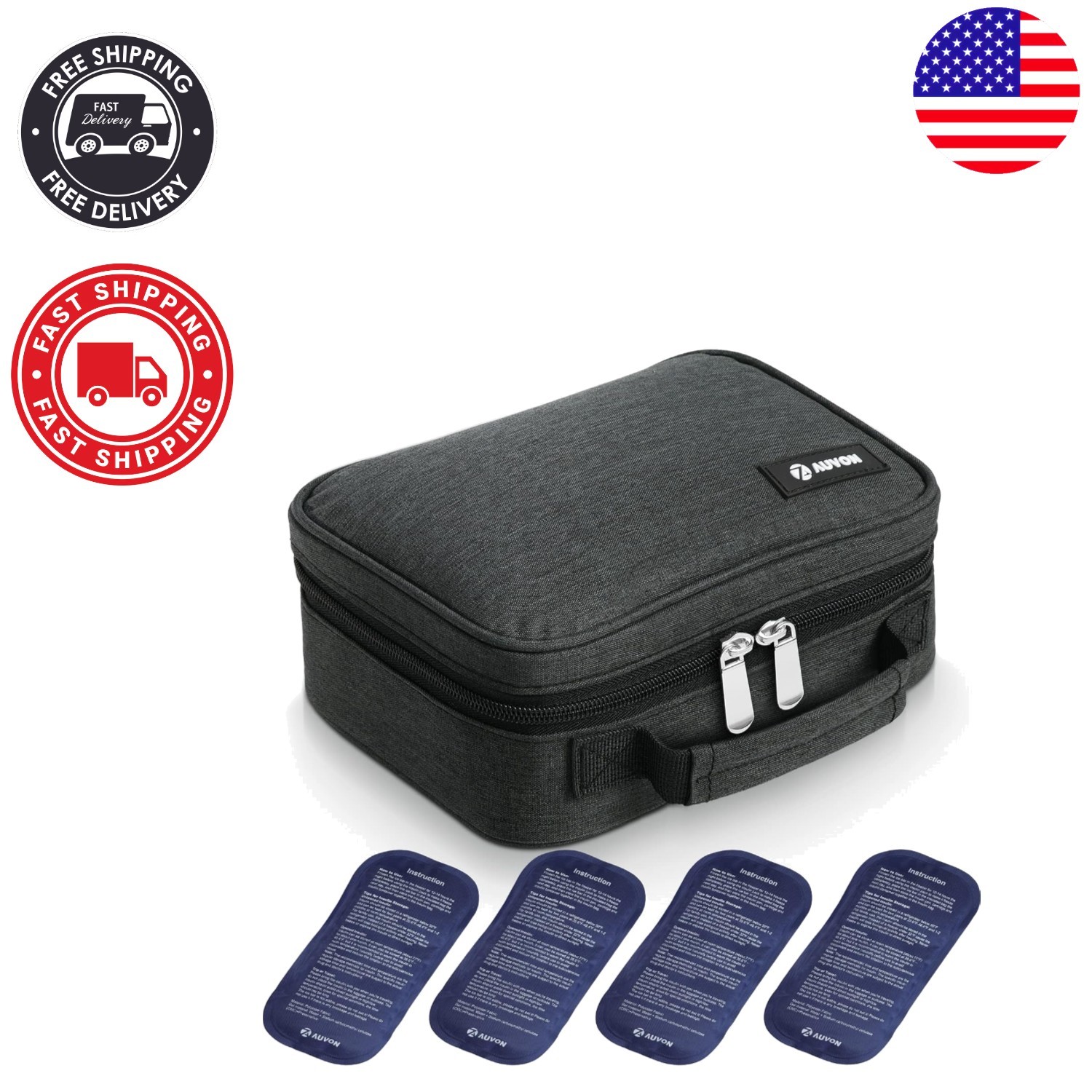 Portable Insulin Travel Cooler with 4 Ice Packs - Perfect for Diabetic Travelers