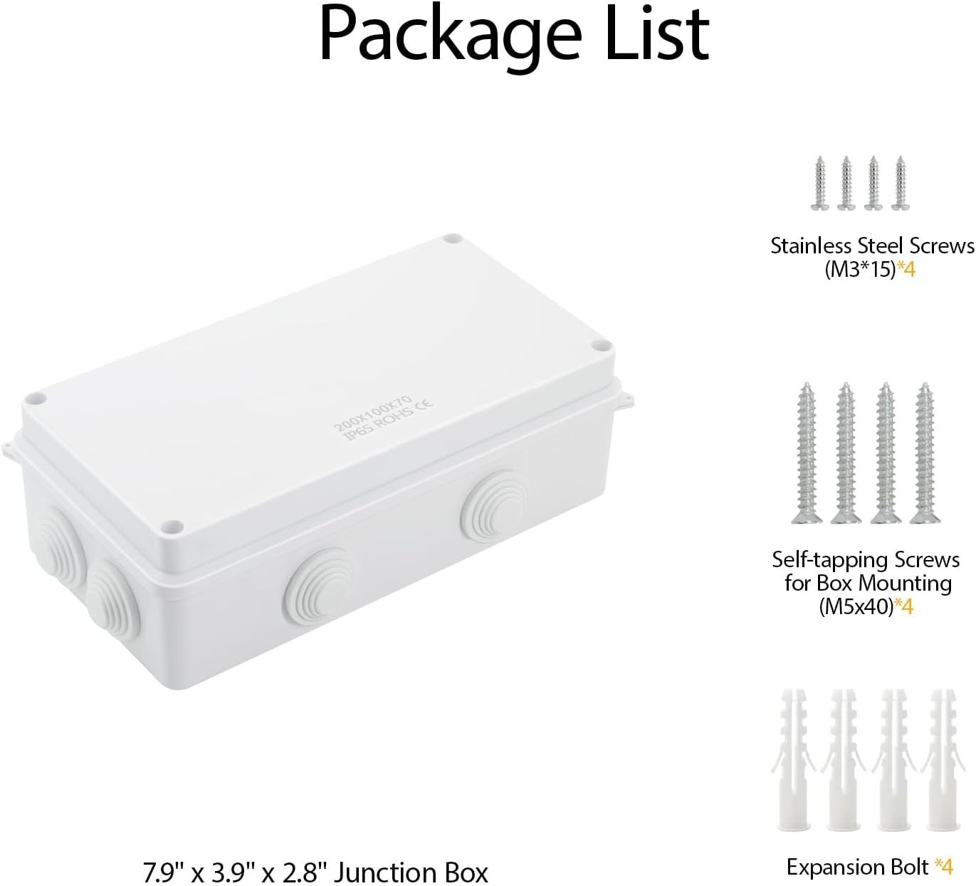 Sturdy ABS Plastic Junction Box Waterproof Dustproof for Electrical Projects