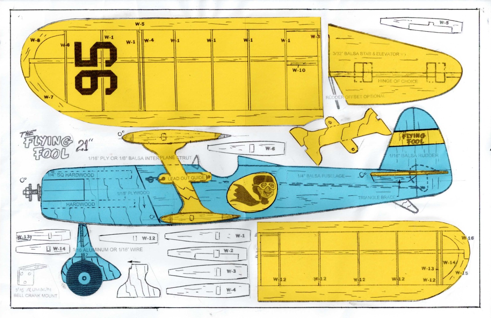 1/2 A  Flying Fool U-Control plans only