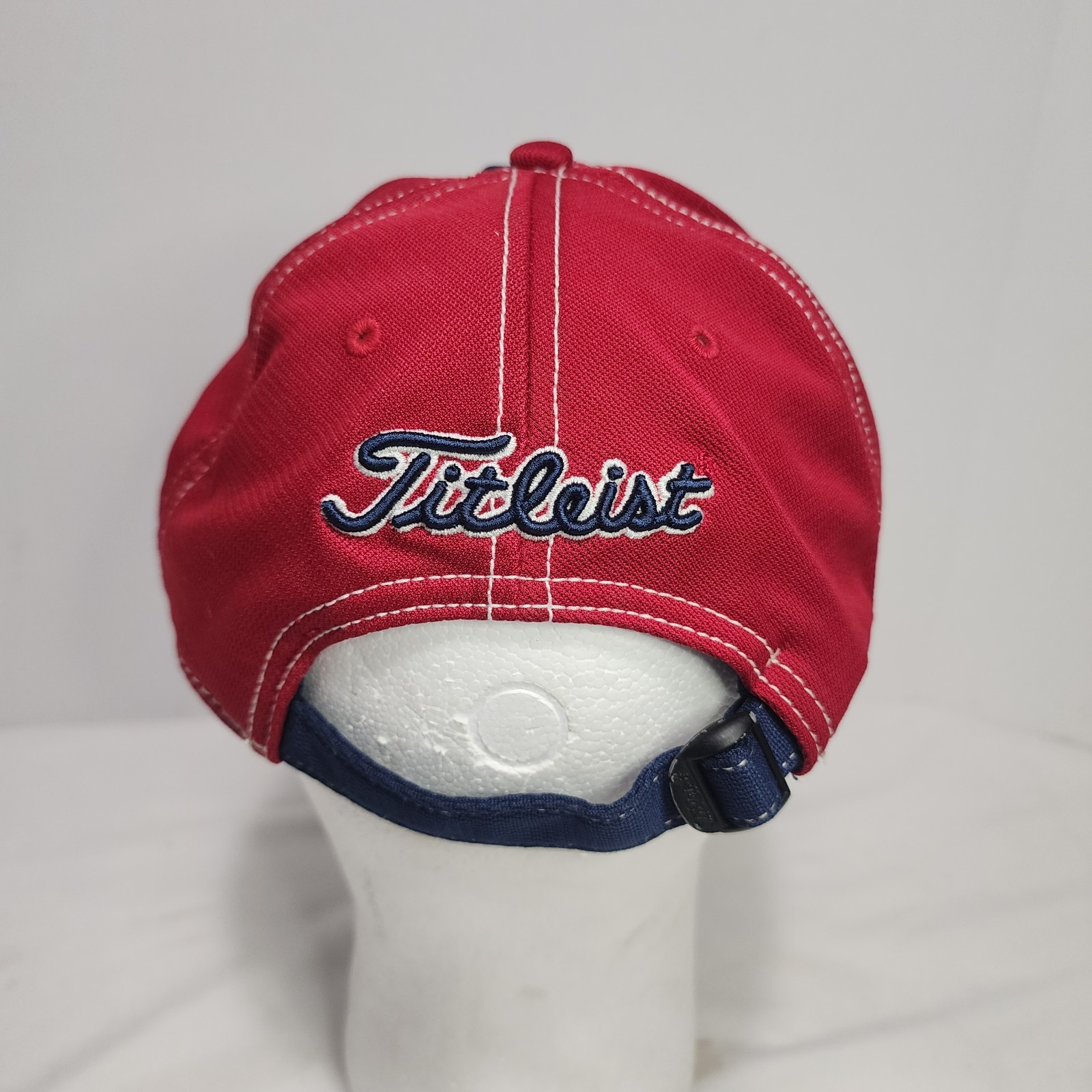 TITLEIST Golf Red/White/Blue Adjustable Strapback Sot-Top "Dad" Hat Cap EUC
