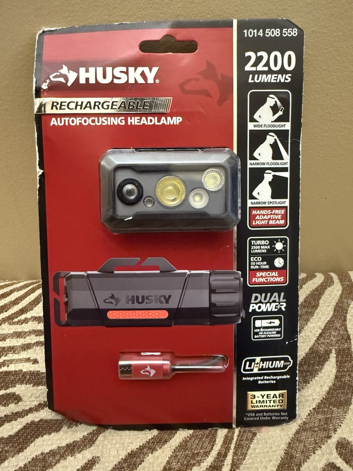 HUSKY 2200 Lumens Dual Power Autofocusing Headlamp (BRAND NEW)