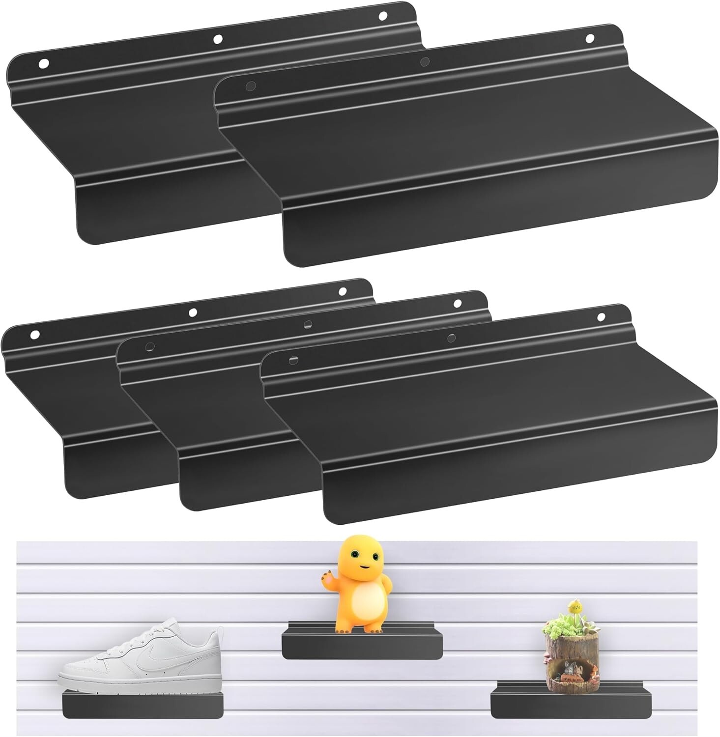 5 Pcs Slatwall Shelves Slatwall Panel Accessories Floating Slat Wall Shelf NEW