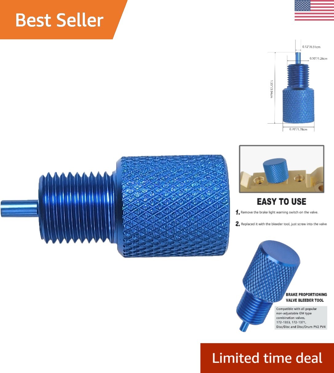 Aluminum Brake Bleeder Tool for Easy Fluid Extraction from GM Combination Valves