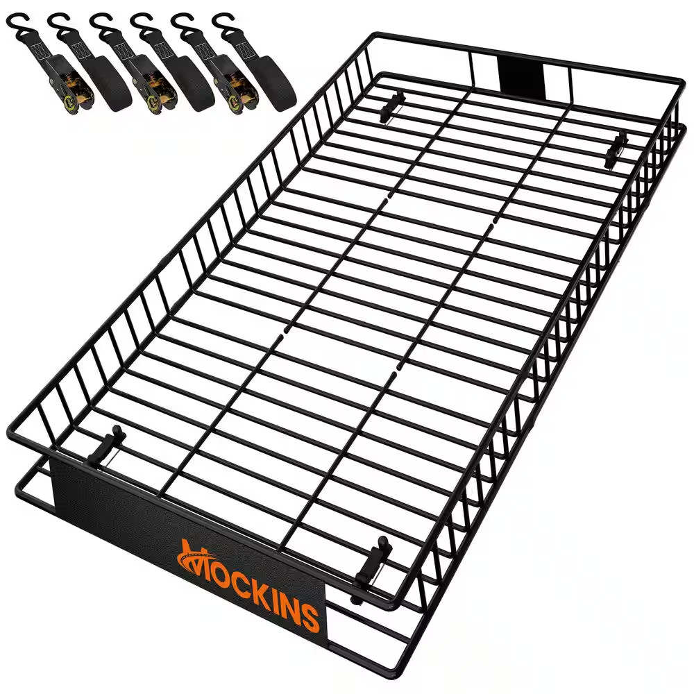 90-In. X 50-In. X 6-In. XXL Roof Rack Basket with Waterproof Ratchet Straps