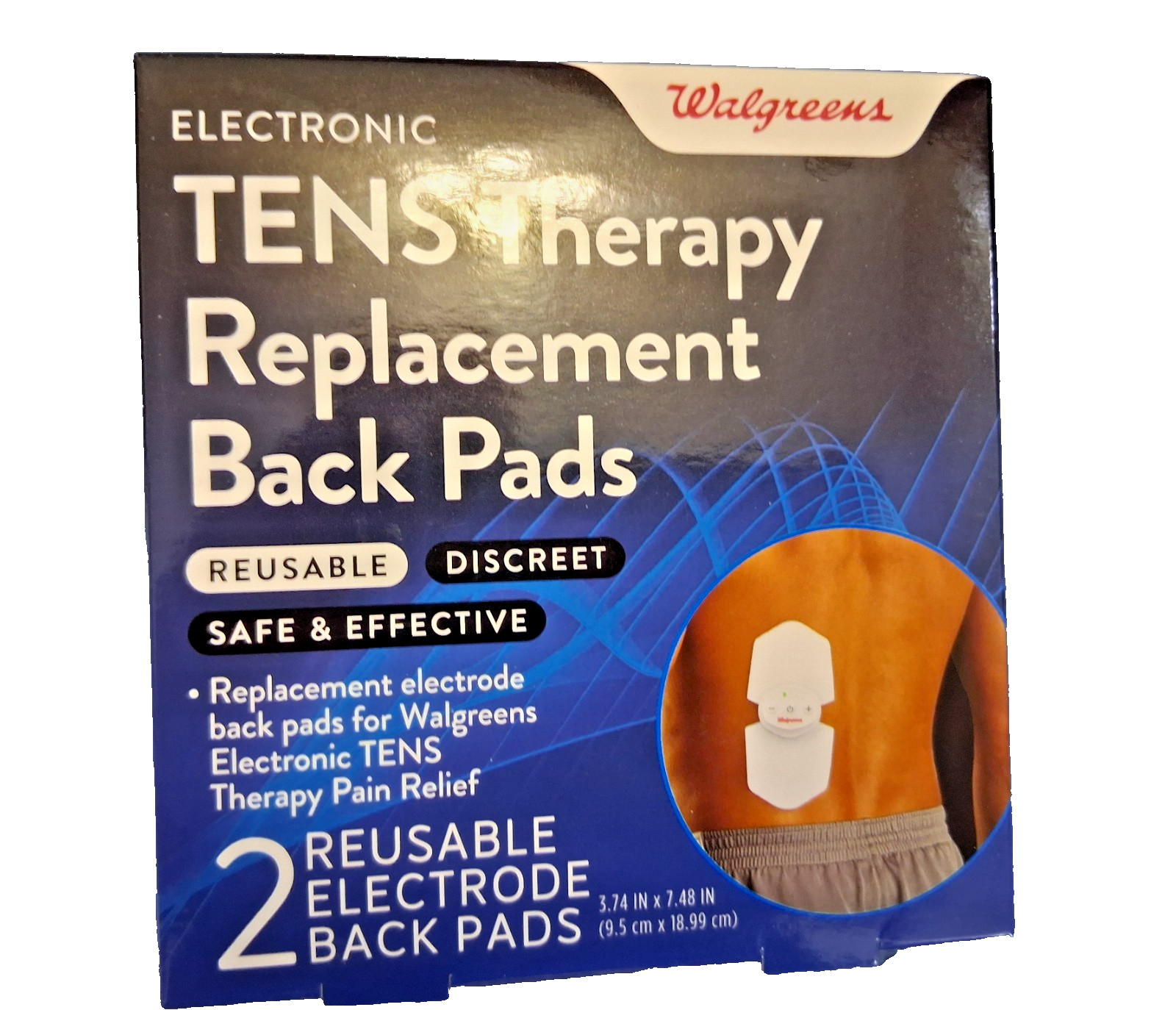 NEW Walgreens TENS Unit Therapy Replacement Back Pads 2 Pack Reusable