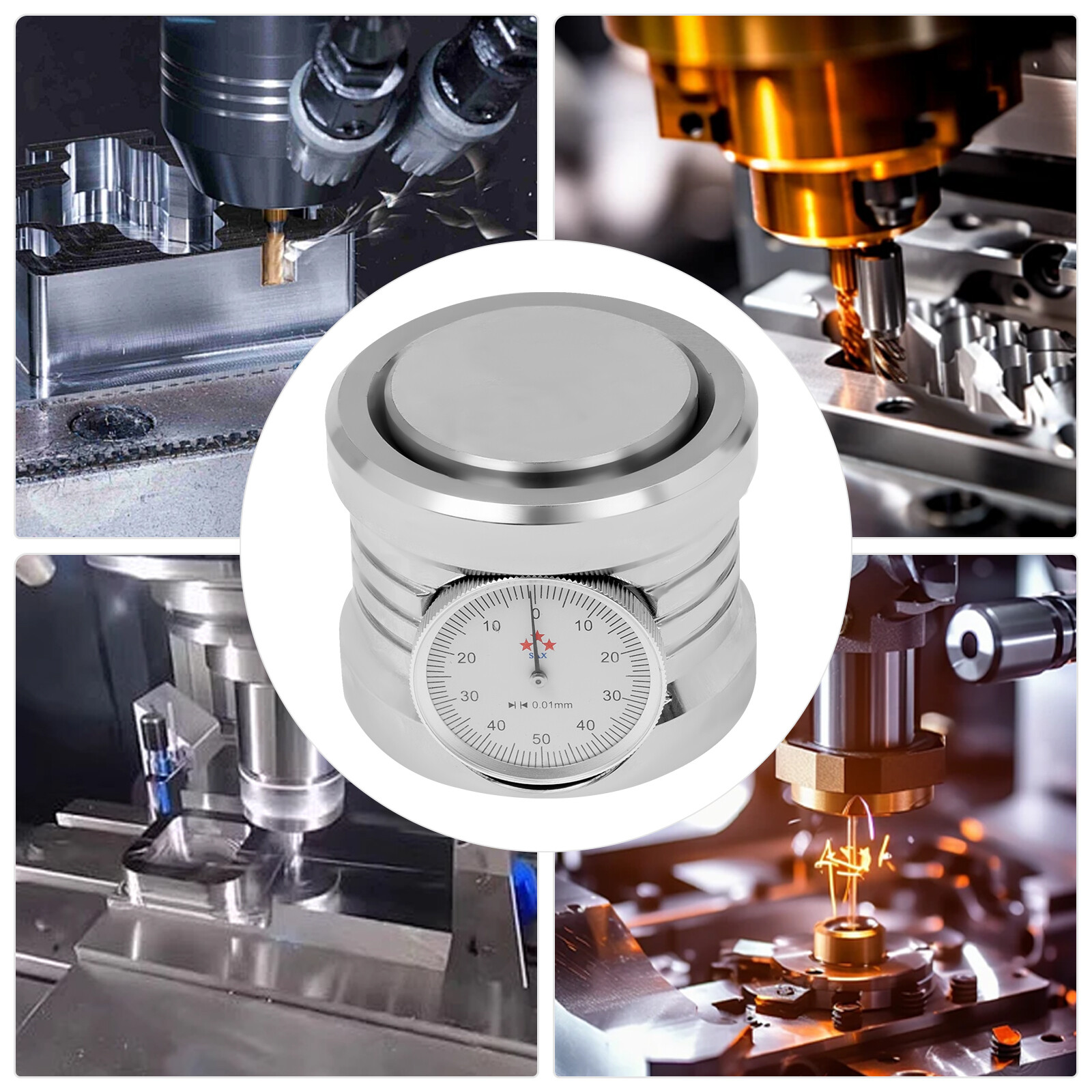 Z Axis Zero Pre-Setter Tool 0.01mm Magnetic CNC Dial Setter Silver