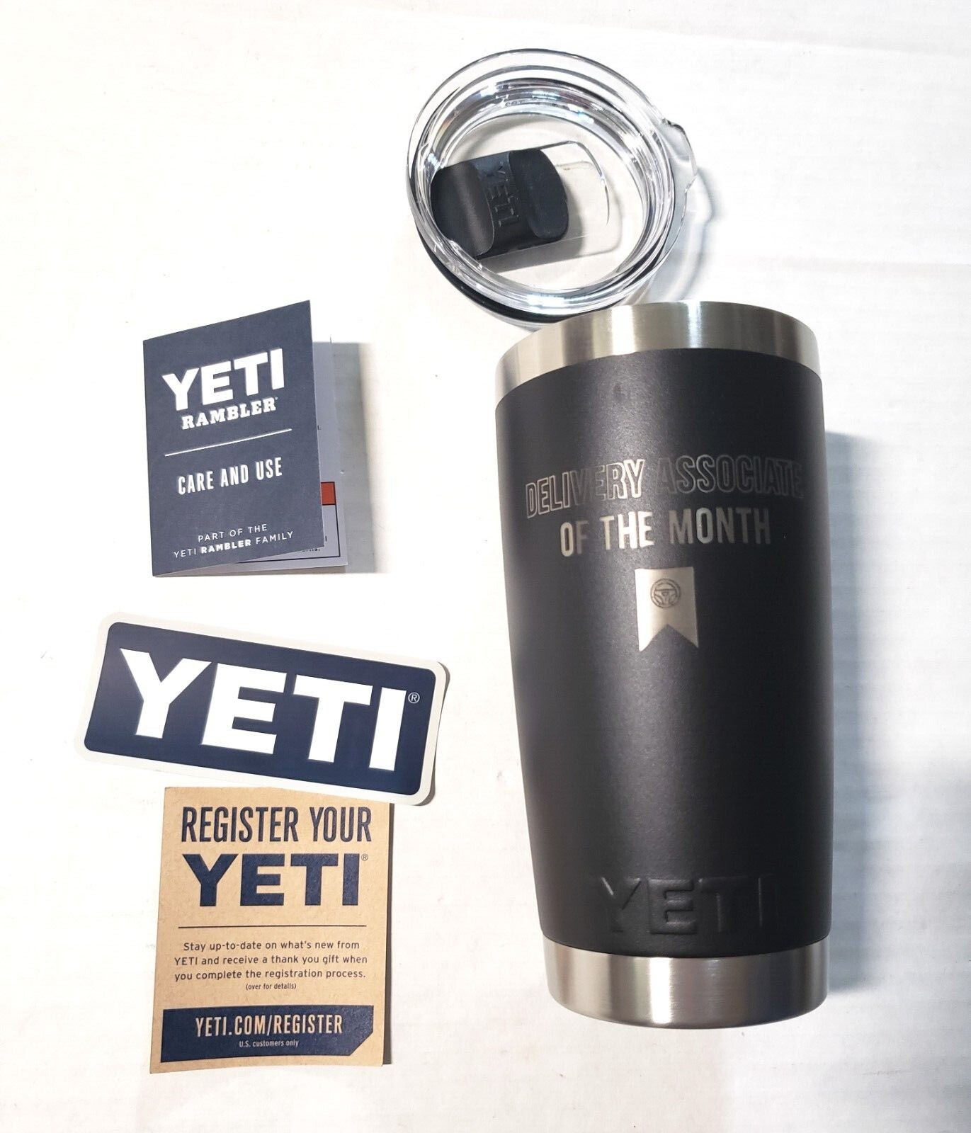 Amazon Logistics AMZL 20oz Yeti Tumbler Delivery Associate of the Month NWOT