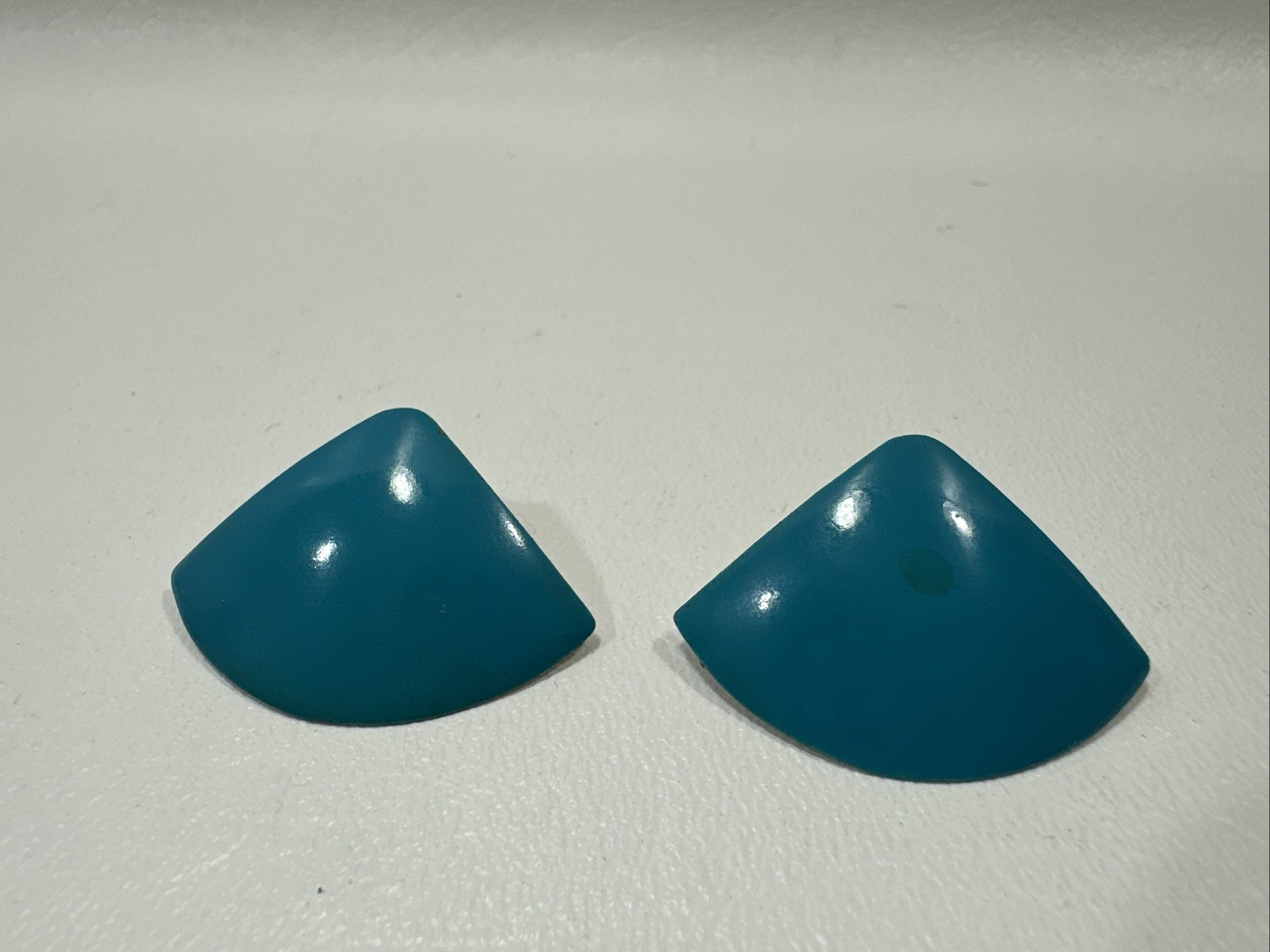 Vintage Triangular Teal Geometric Abstract Statement Earrings Jewelry