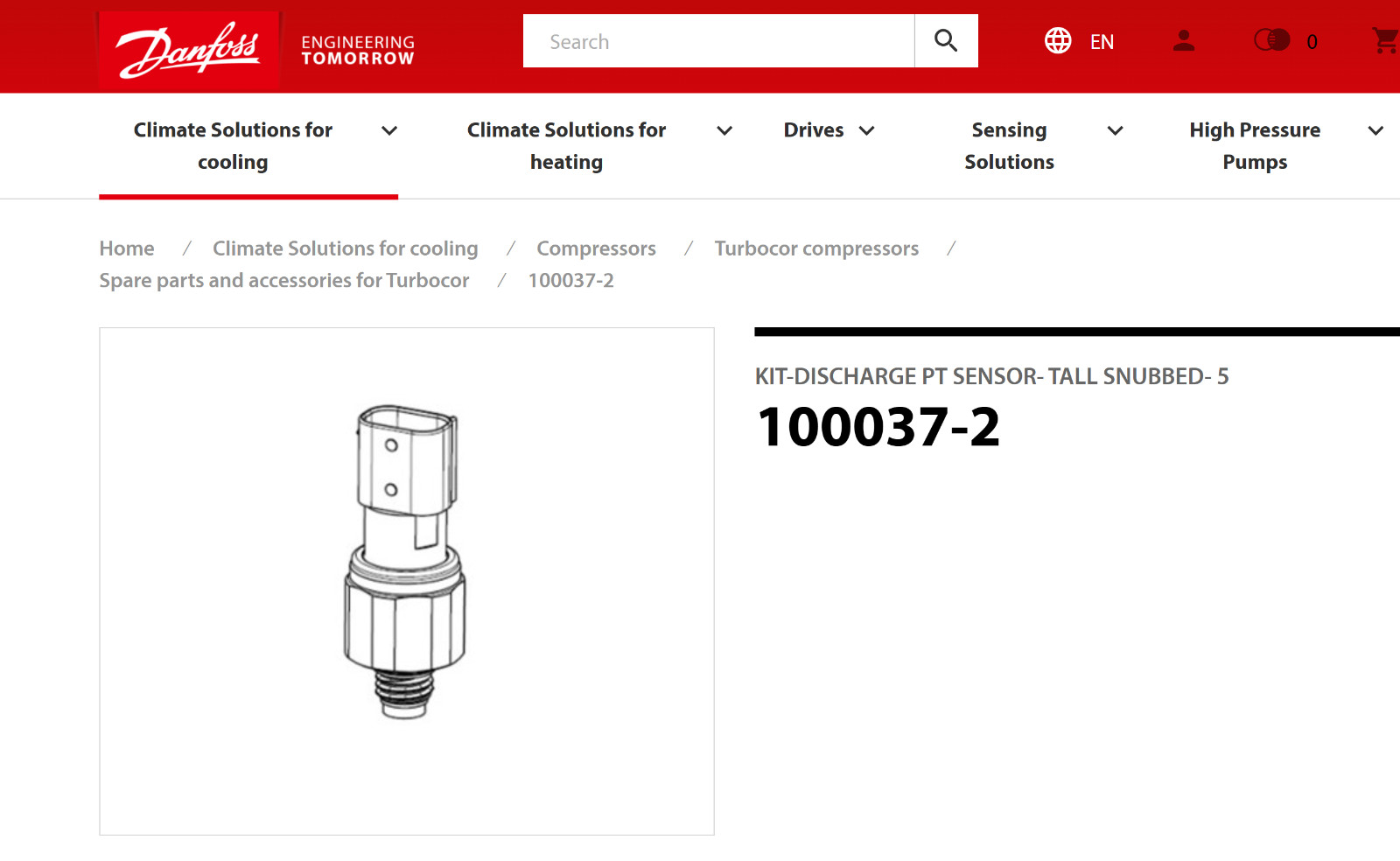 Danfoss Turbocor Compressor Discharge P/T Sensor Press Temp 100037-2 (OEM) *NEW*