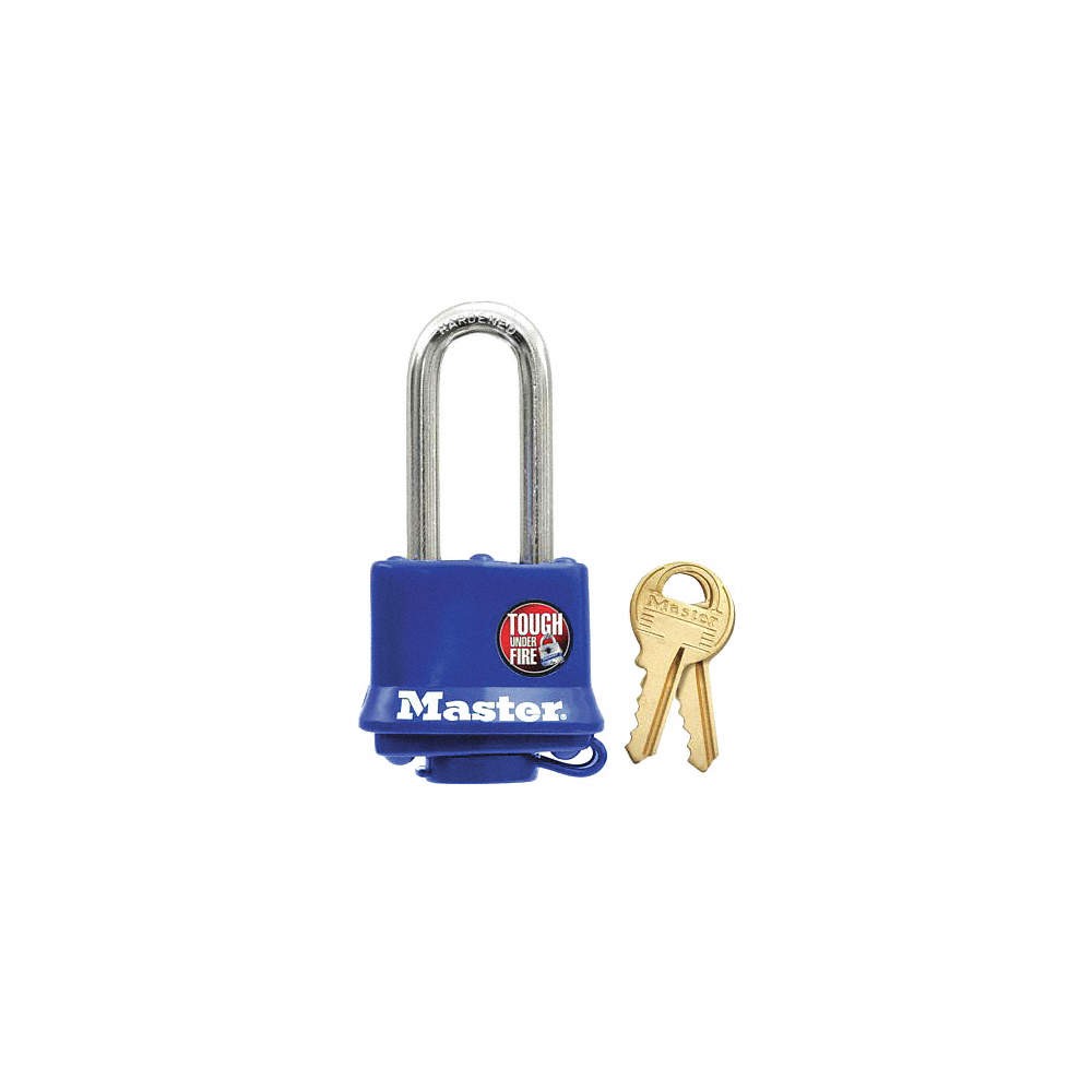 MASTER LOCK 312KALH Keyed Padlock, 1/2 in,Rectangle,Blue 6MCP8