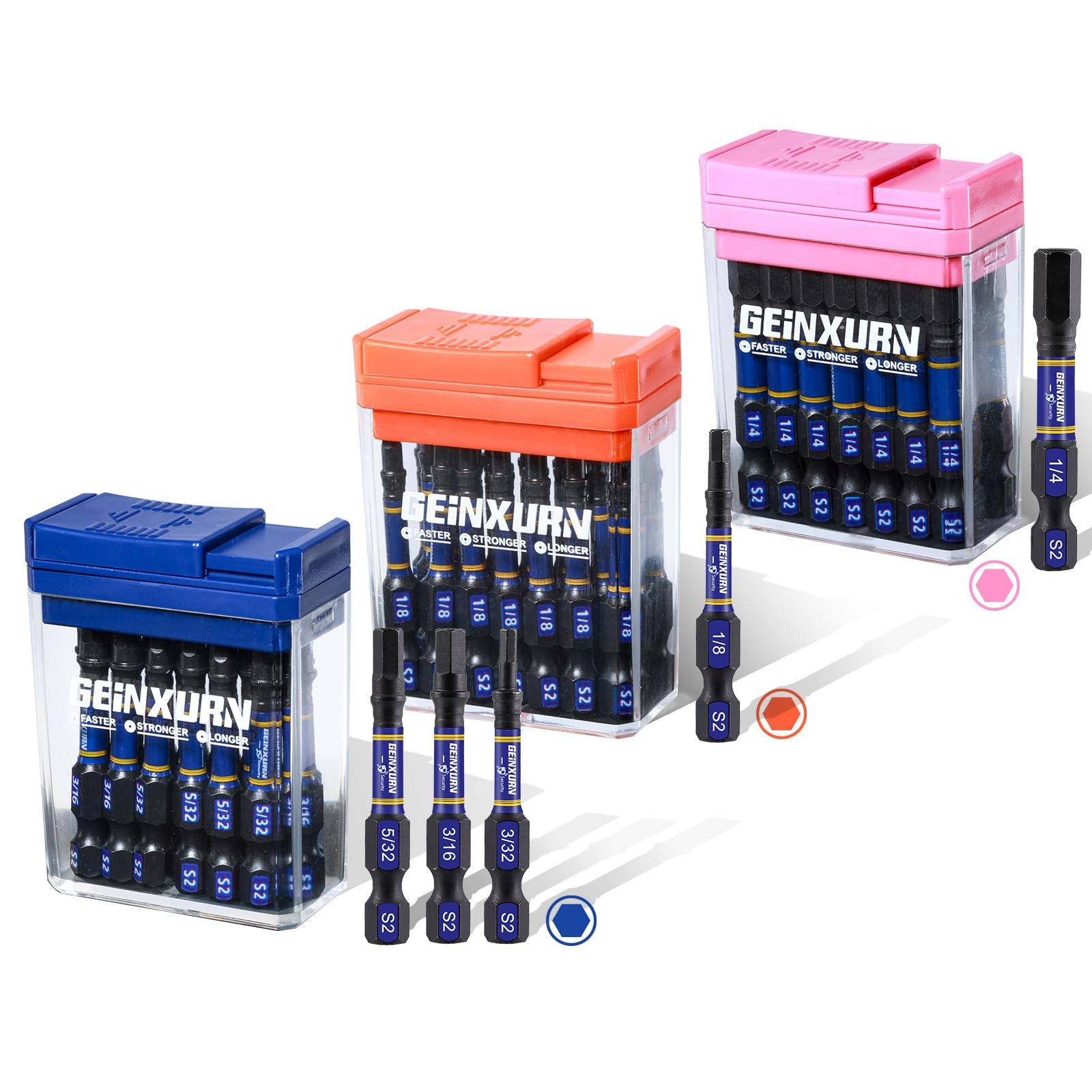 Geinxurn Impact Hex Screwdriver Bits Set,45 Pcs 2" Magnetic 2''-45PCS, Hex-s