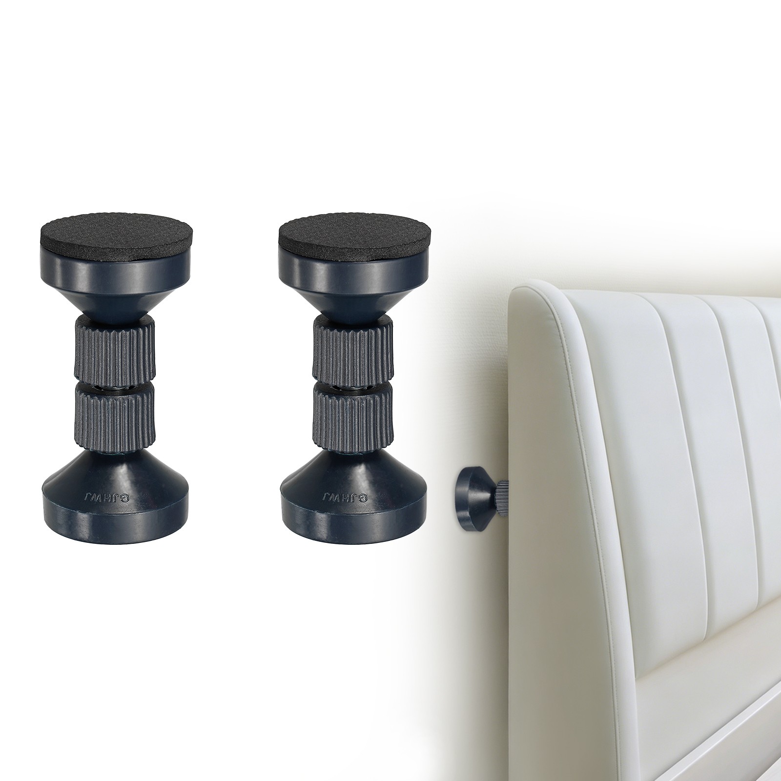 2 Pcs Headboard Stoppers, 3.54 Inch Adjustable Threaded Bed Frame Tool, Black