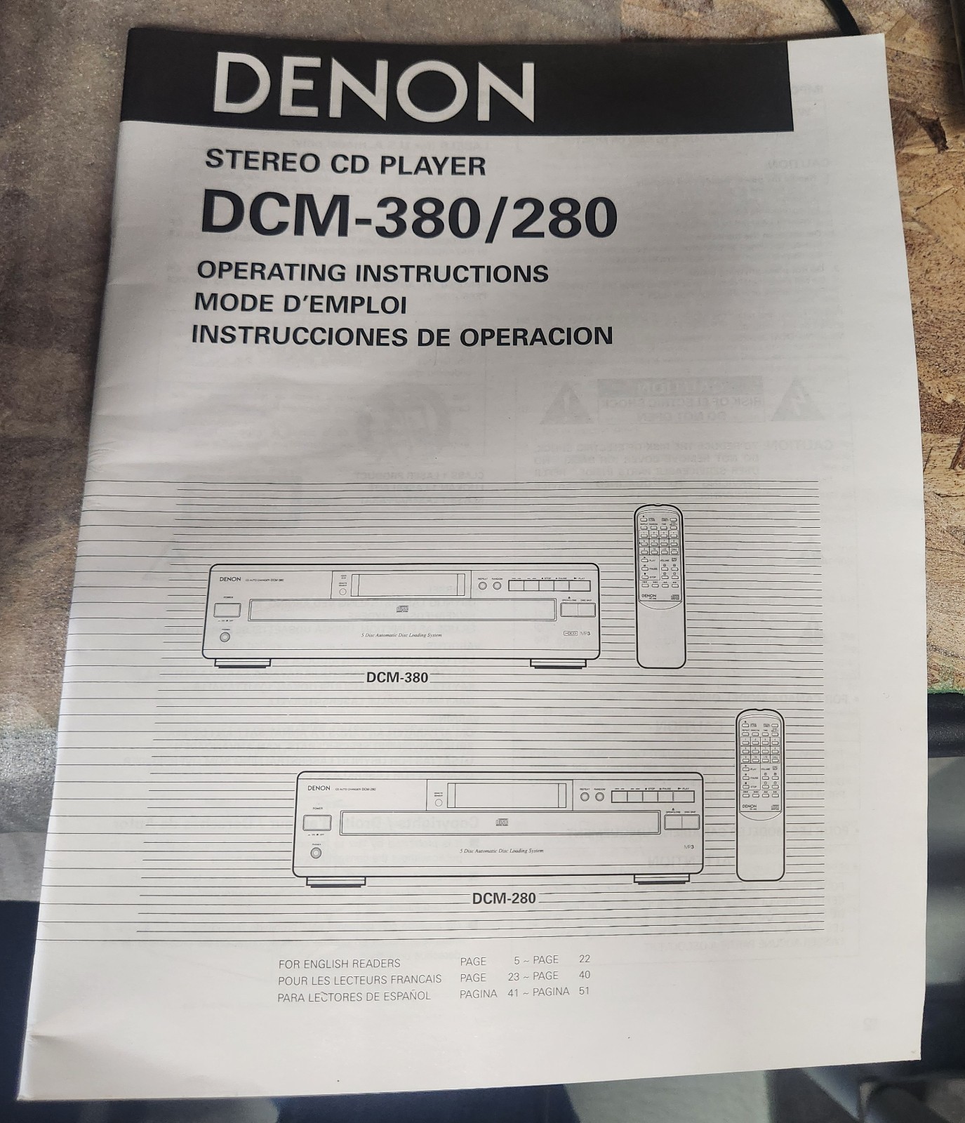 Denon 5 Disc CD Auto Changer Model #DCM-380