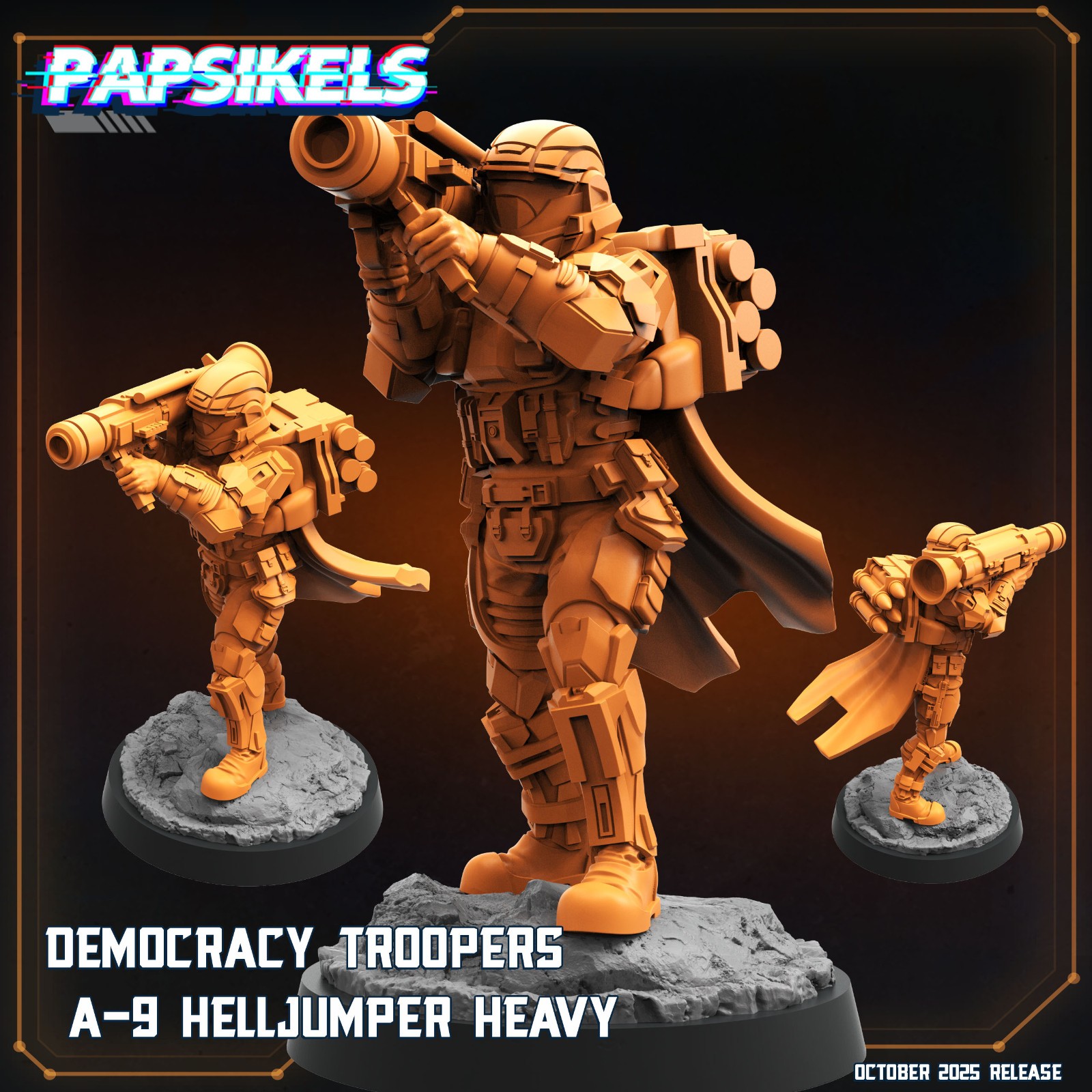 Sci-Fi Heavy Gunner Mini 32mm 3D Printed Futuristic Rocket Trooper