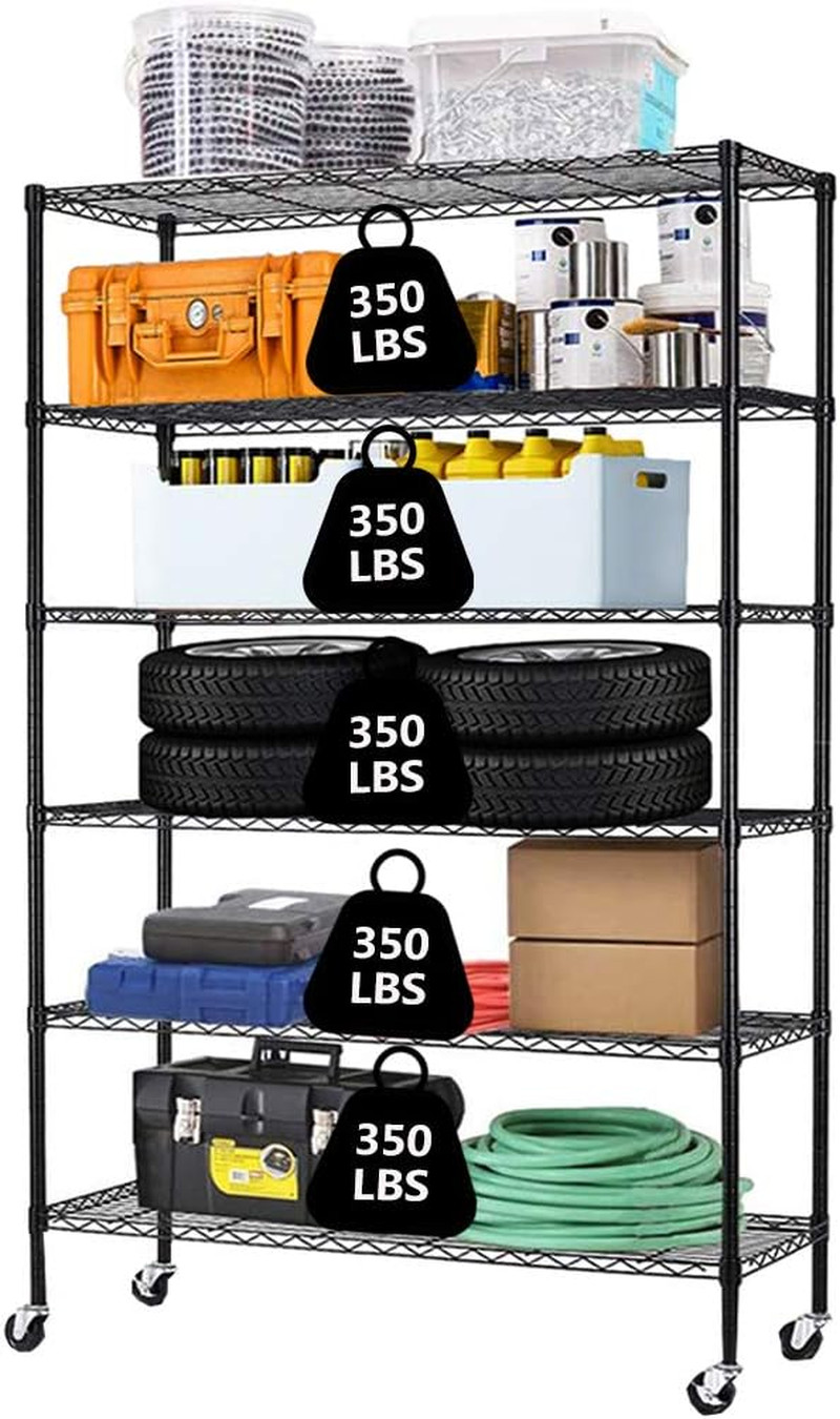 6 Tier Wire Shelving Unit 18x45x82 NSF Heavy Duty Rolling Storage Shelves Rack