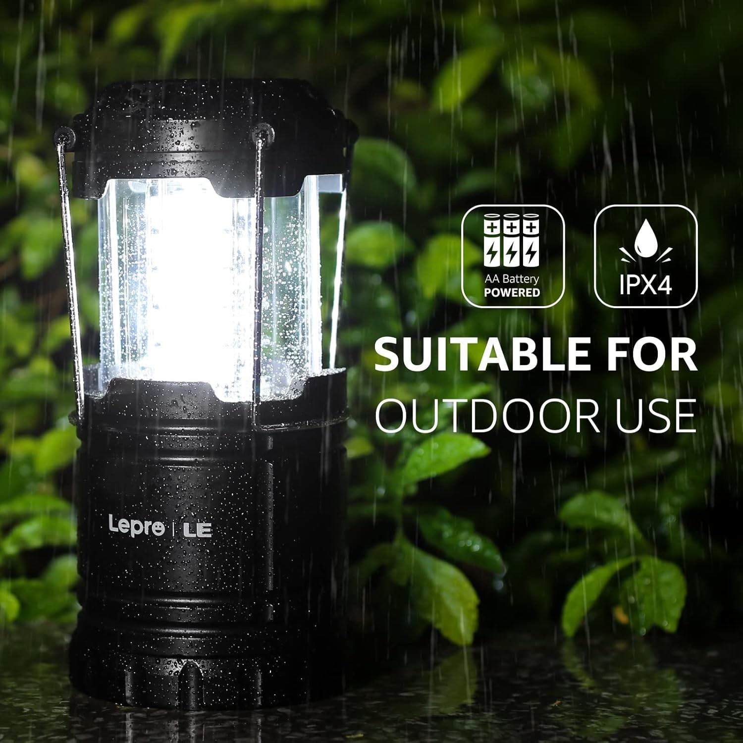 Lepro LED Camping Lantern Battery Powered Collapsible IPX4