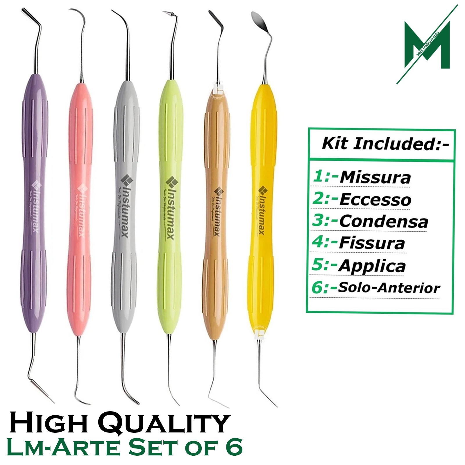LM Arte Set of 6 Composite Filling & Restorative Instrument Silicone Handle