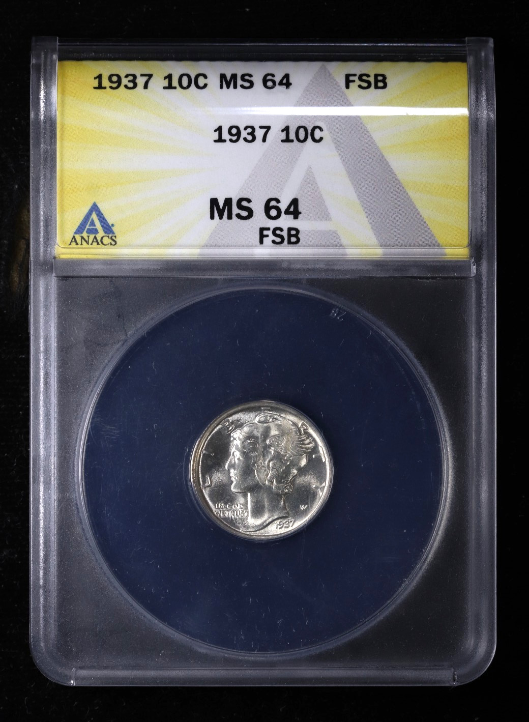 1937 Mercury Dime 10C ANACS MS64 FSB