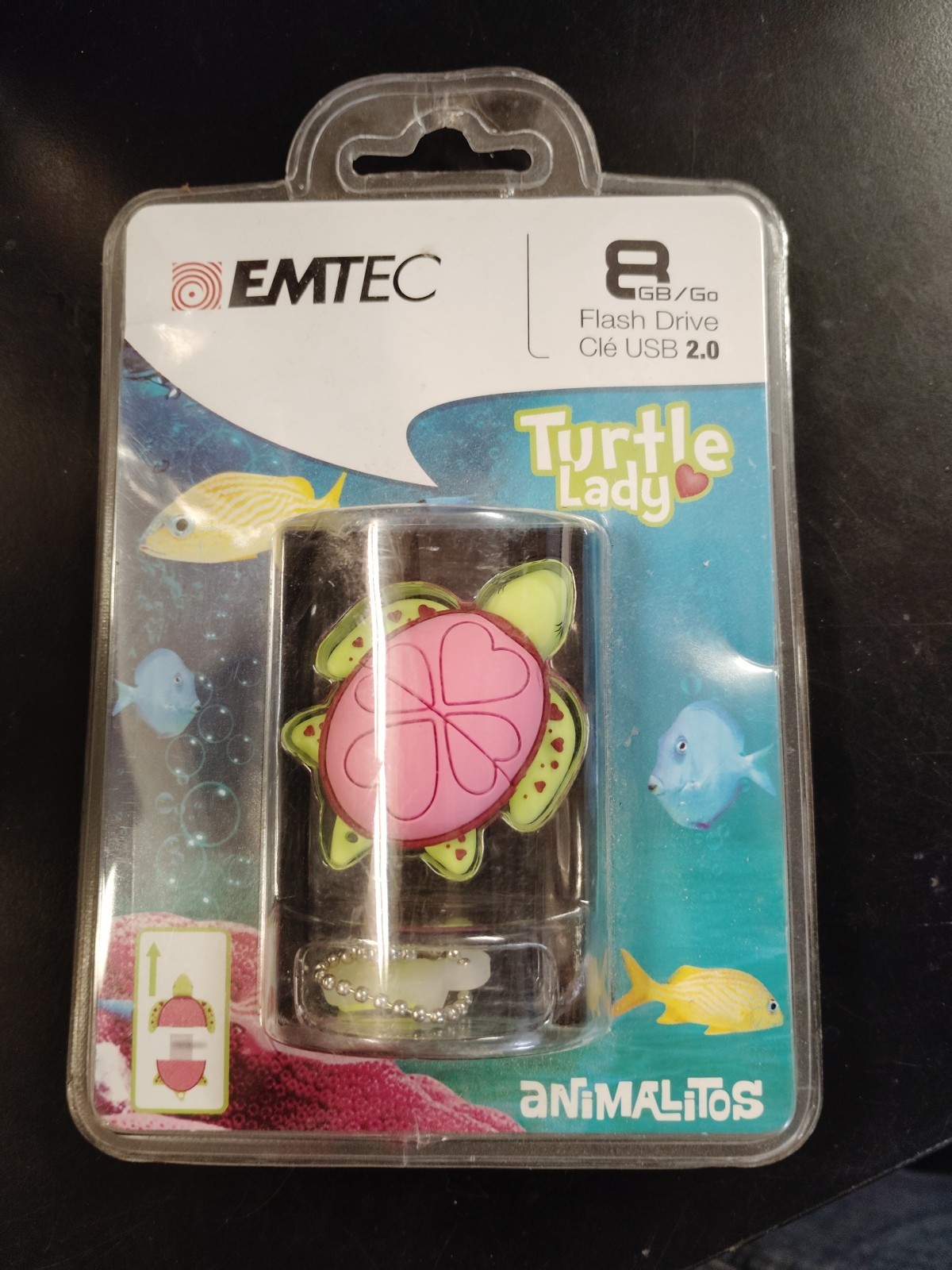EMTEC 8GB USB 2.0 Flash Drive-  Animalitos Series- M335. Lady Turtle. Sealed/New