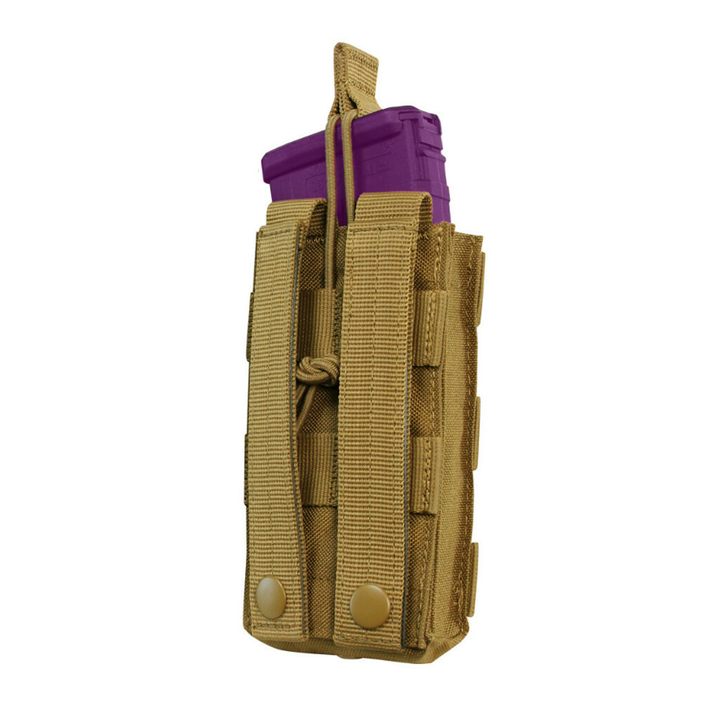Single Modular MOLLE Open Top Pull Cord 5.56 Mag Pouch COYOTE