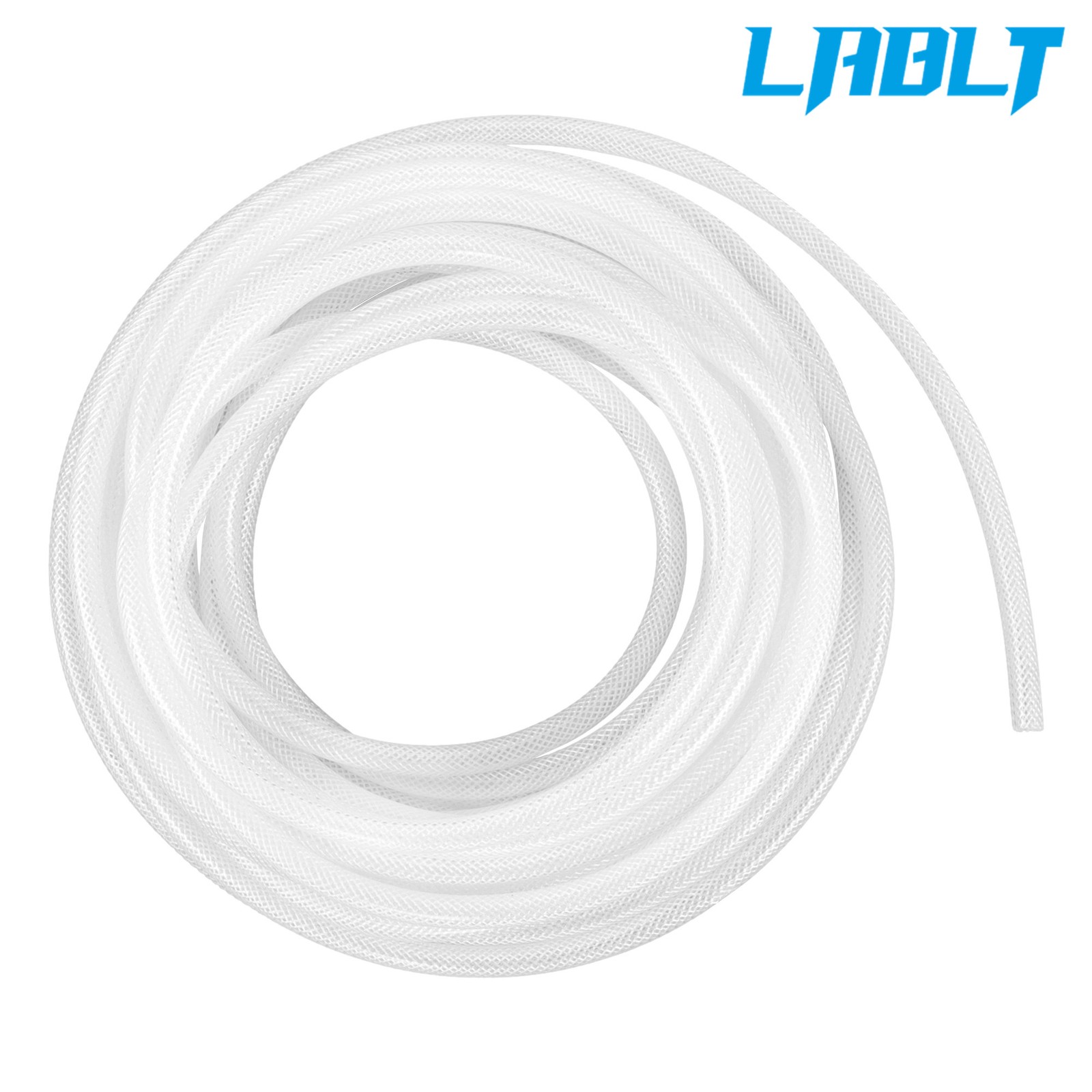 LABLT 1/4" × 7/16" - 50 Ft High Pressure Braided Clear PVC Vinyl Tubing 15Bar