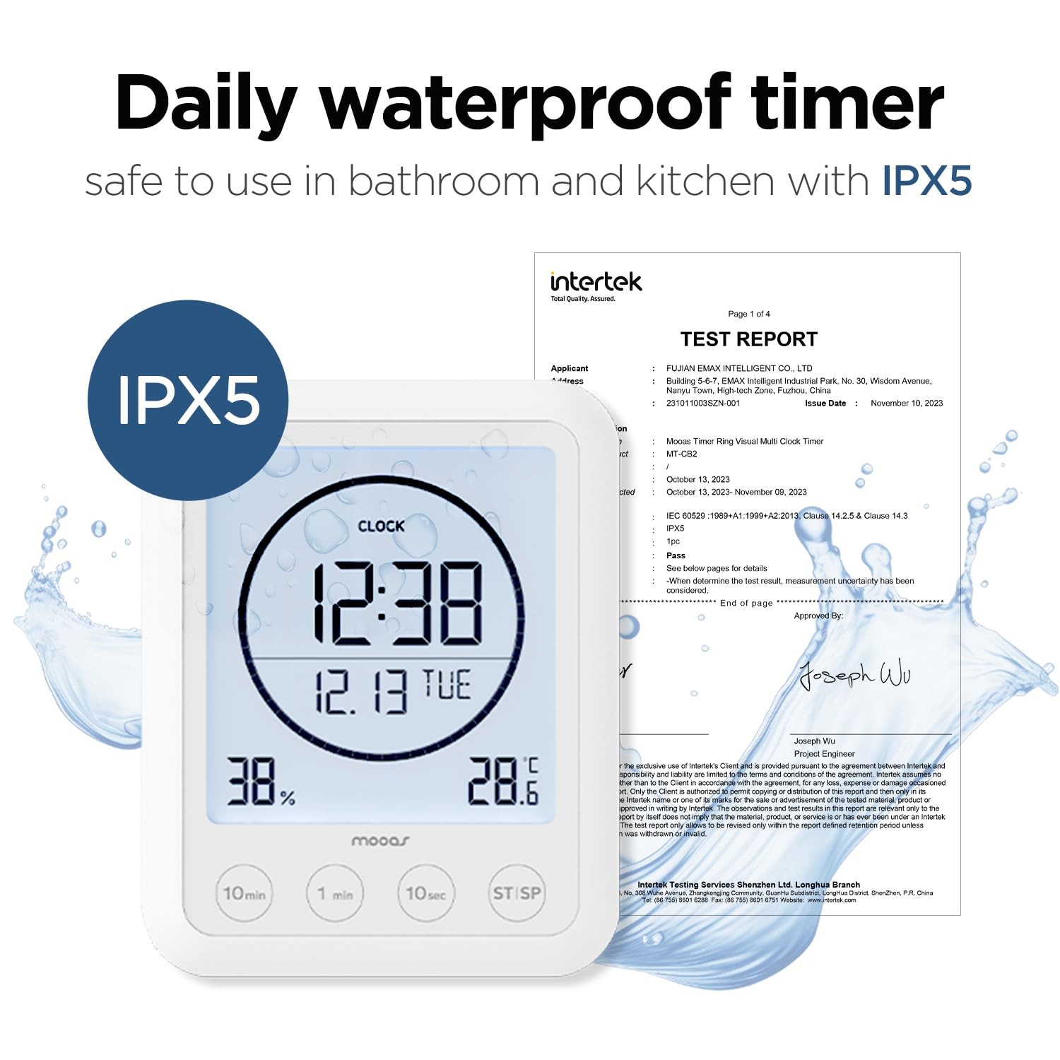 mooas Visual Shower Clock Digital Bathroom Shower Clock Waterproof Shower Tim...