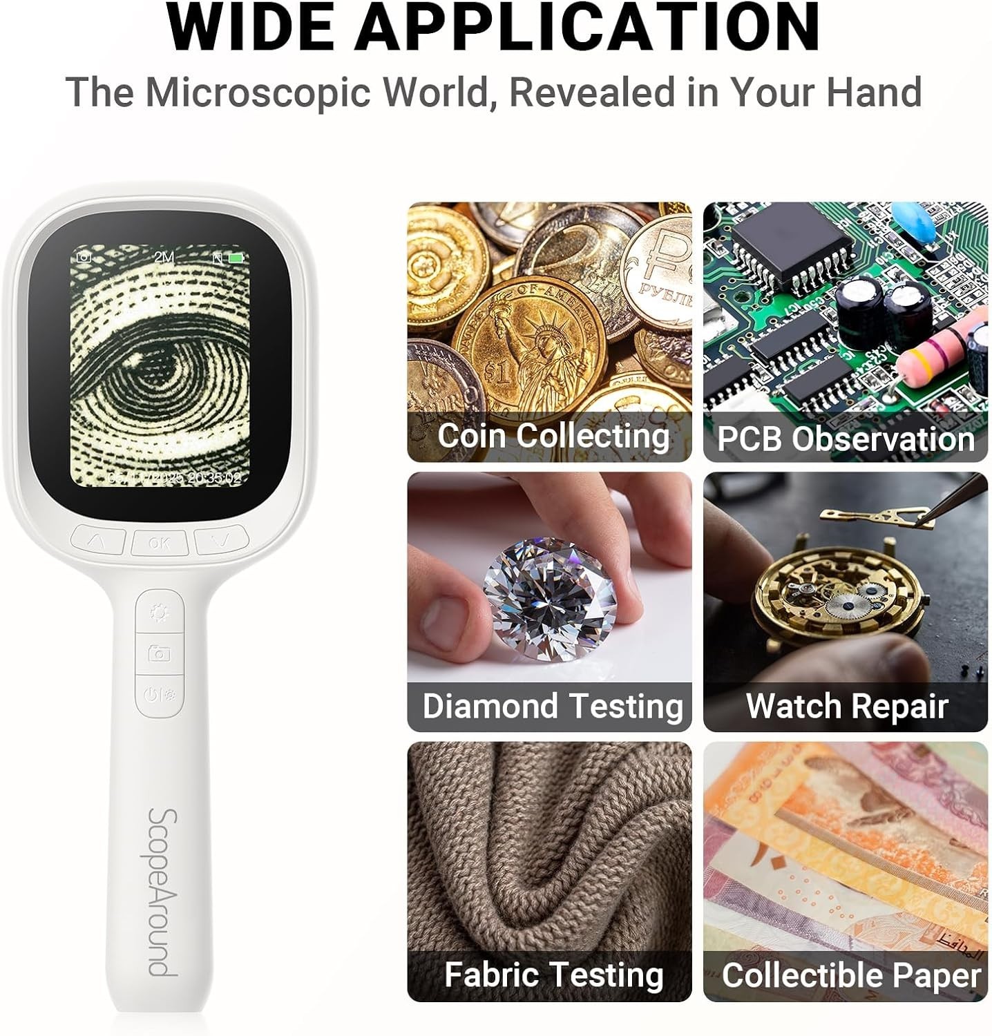 Digital Microscope Autofocus Handheld Magnifier with 2.8" IPS Screen w/32GB card