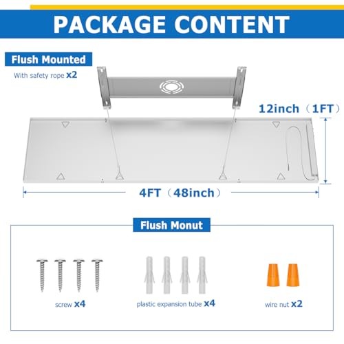 4-Pack 1x4FT LED Flat Panel Light Surface Mount, 1x4FT 5CCT (4-Pack) White
