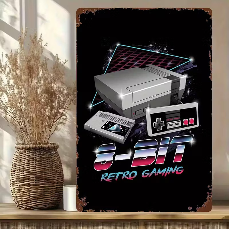 NES Controller and Classic Host Decor-8x12 Gaming Metal Logo Sign-NEW