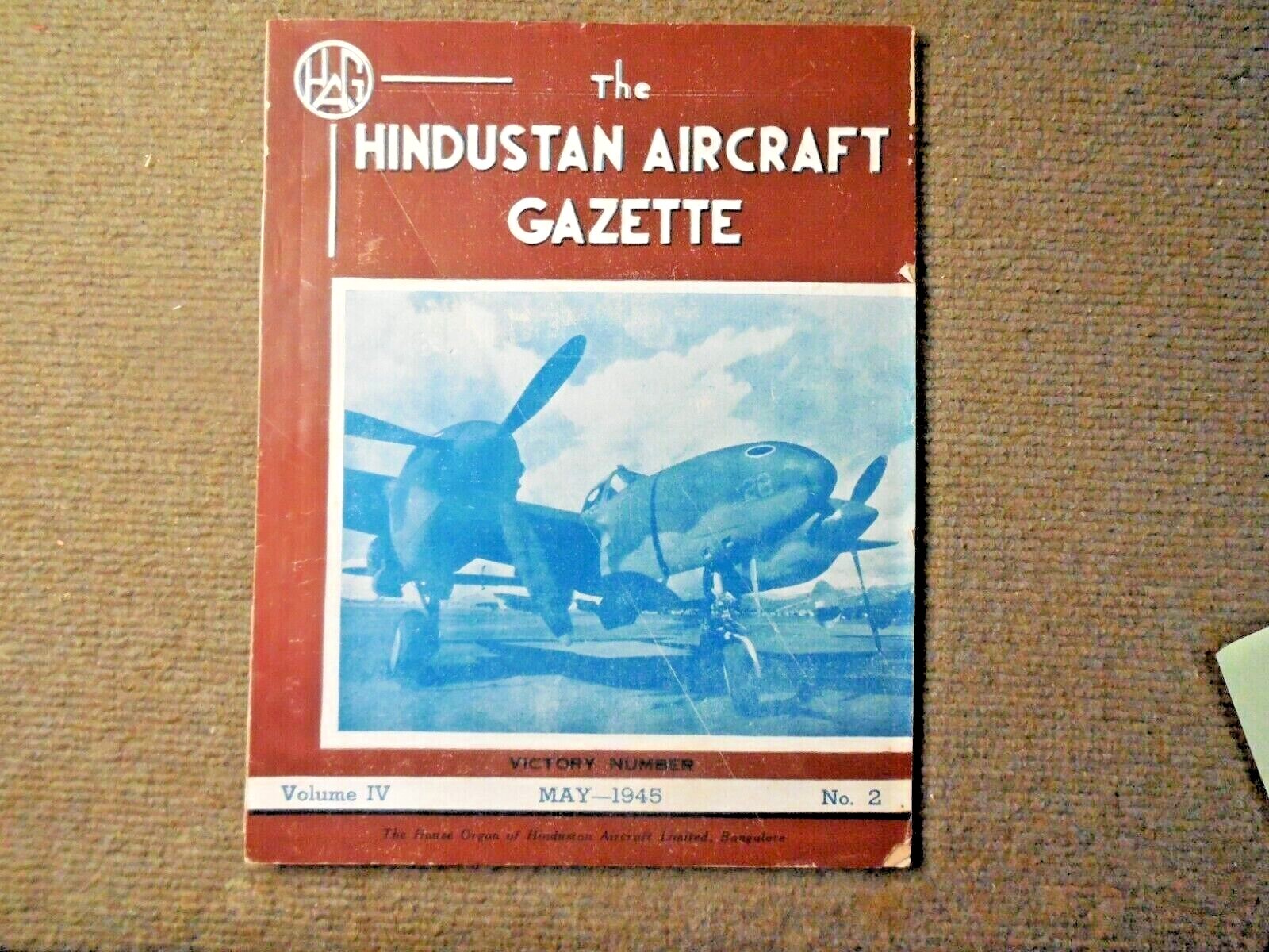 Original 1945  WWII USAAF Hindustan Aircraft Magazine Bangalore India CBI P-38