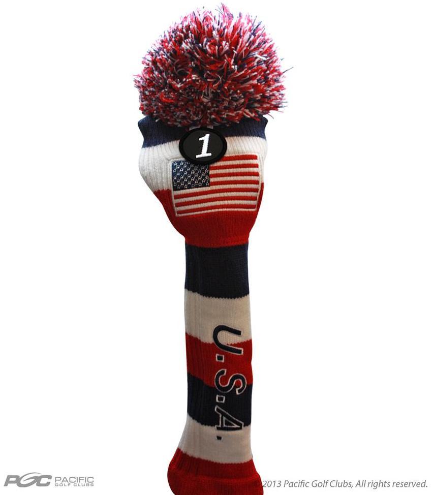 GO  USA GOLF Driver Headcover NEW Red White Blue LONGNECK KNIT head cover