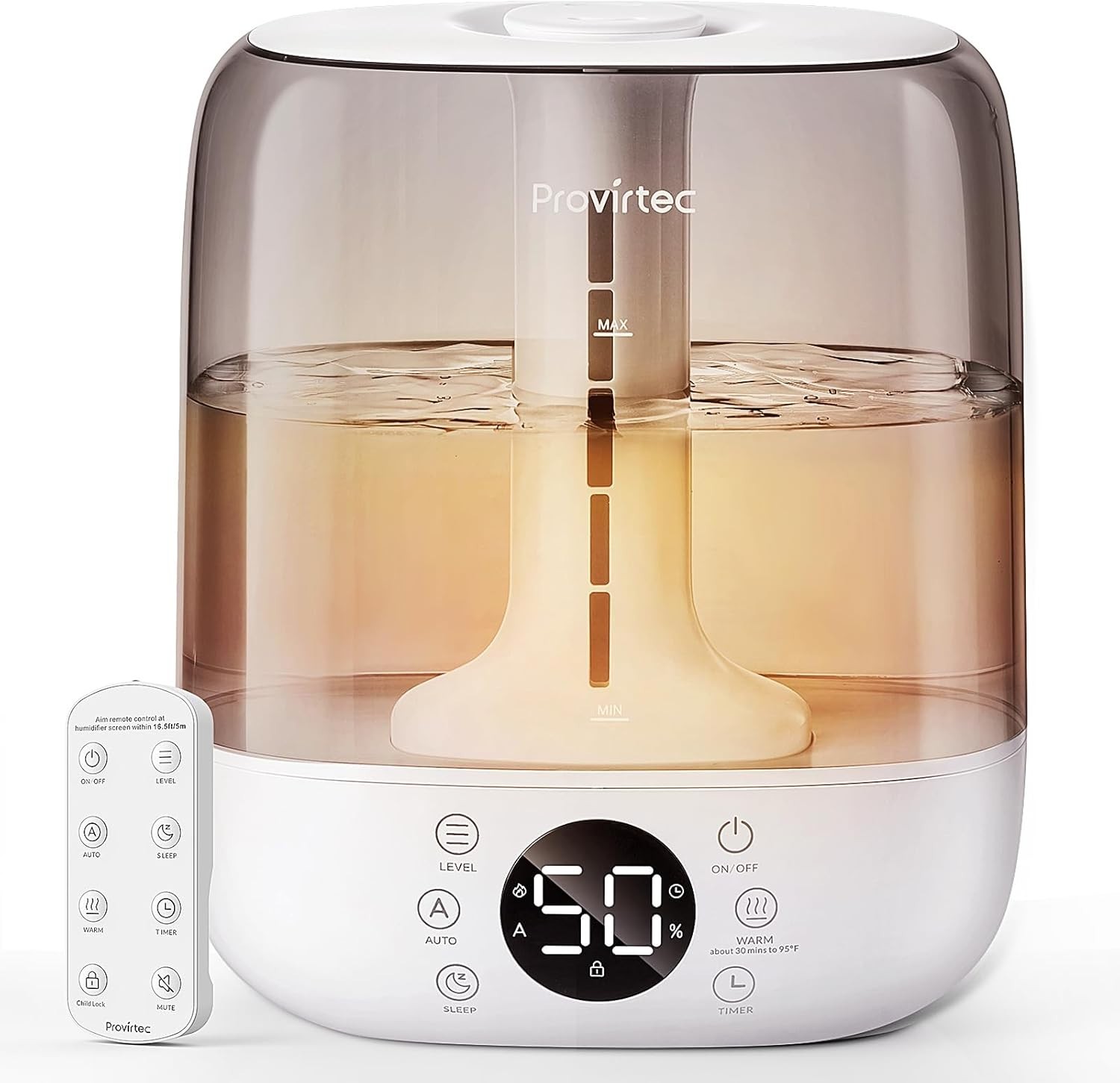 Provirtec 6L Humidifier Large Room Warm Cool Mist Top Fill Remote 60H HC-02