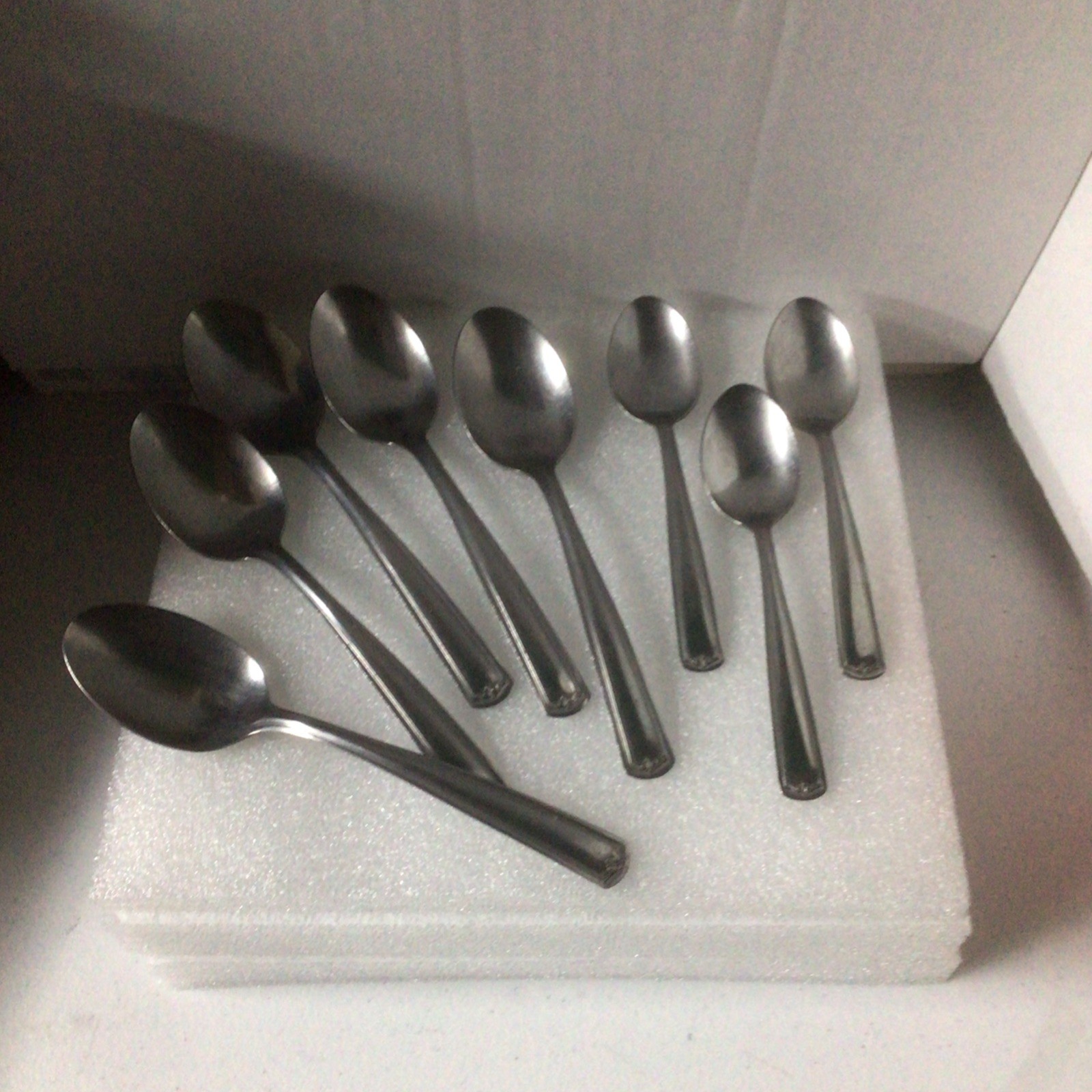 Stainless Steel Flatware Set Scroll Handle Glossy Silver 8pcs Spoon