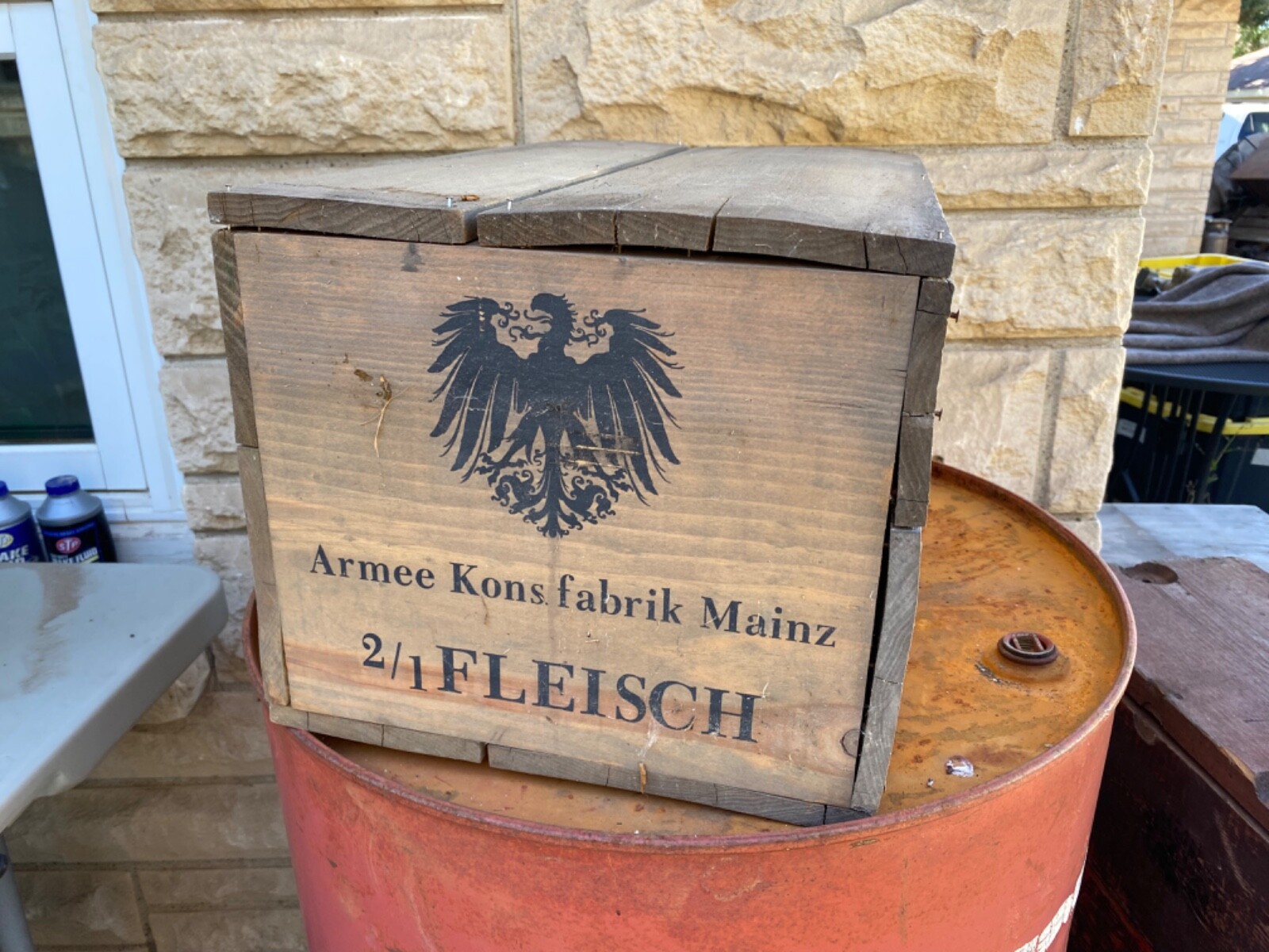 WWI WWII GERMAN REPRODUCTION RATION WOODEN FOOD CRATE