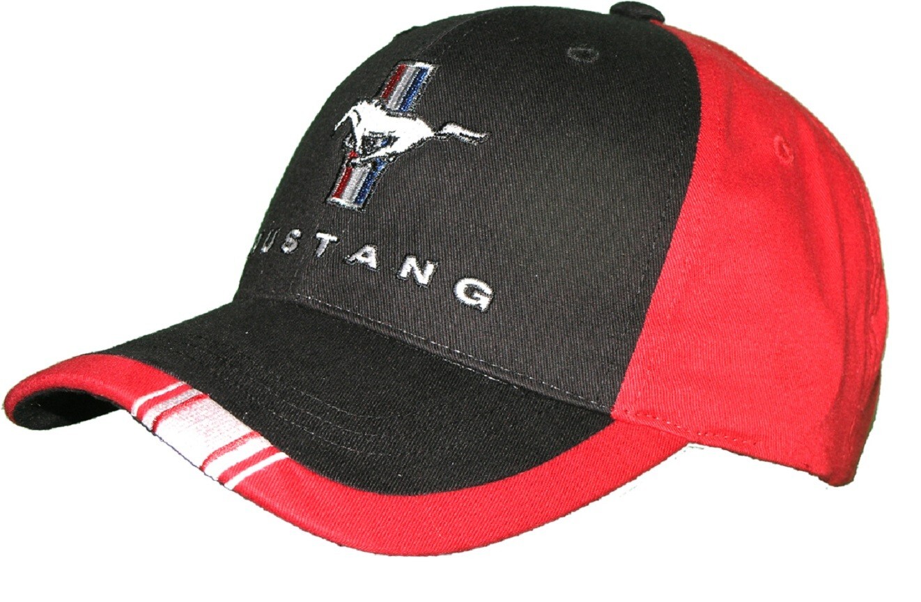 Ford Mustang Red & Black Embroidered Logo Hat Cap Official Licensed