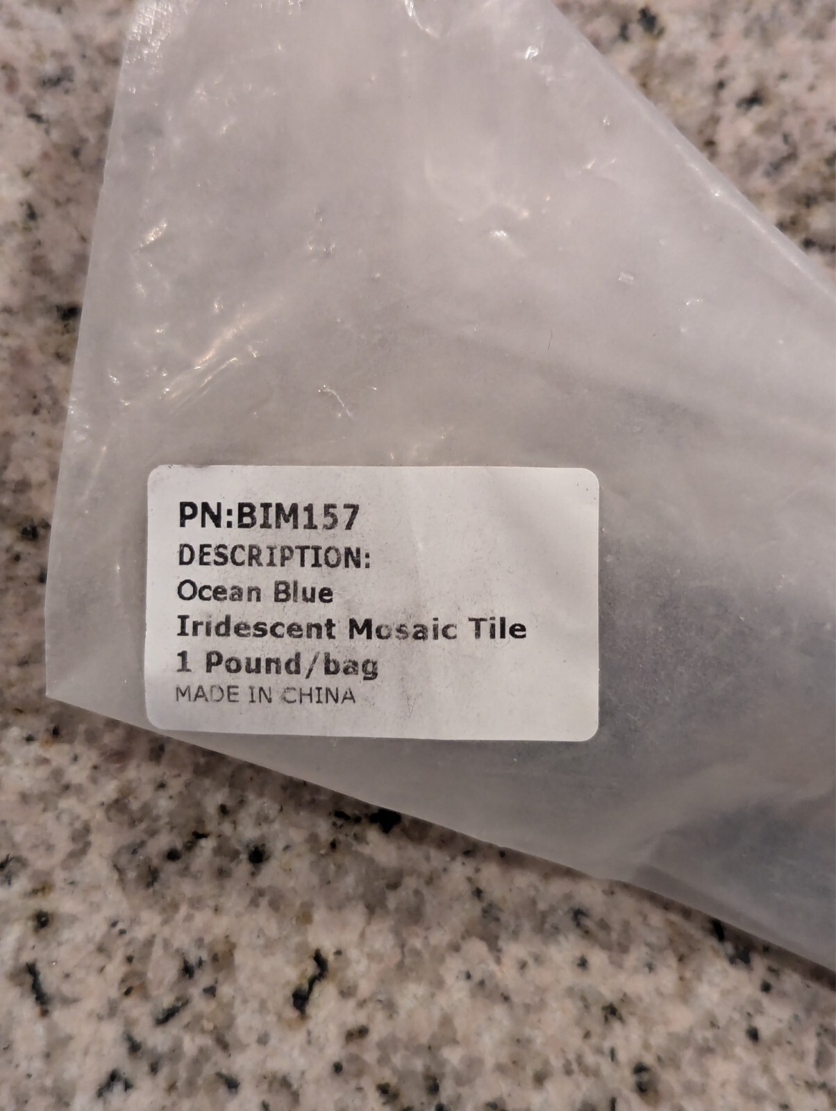 Mosaic Tiles for Crafts Ocean Blue Iridescent Mosaic 10mm  1 lb. BIM157 Open Bag