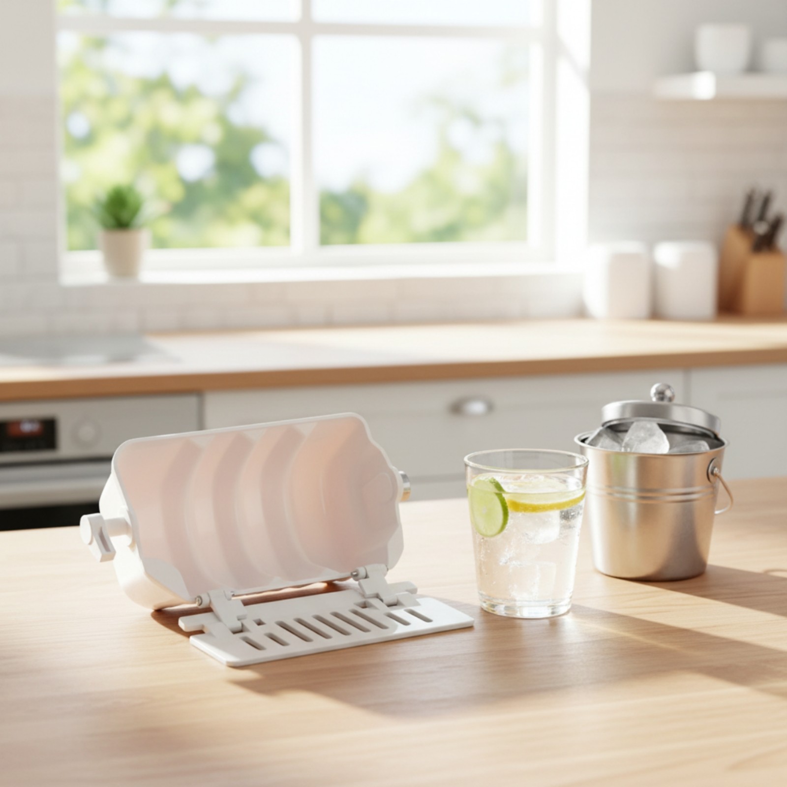 Accessory Rectangular Ice Maker Box with Drainage Slots Slim for Kitchen