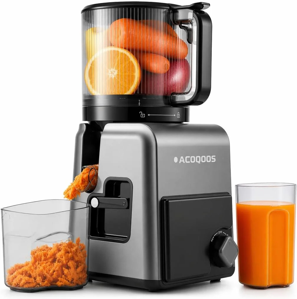 3-in-1 Cold Press Juicer Machines, 6.5" Mega Chute for Whole Fruit, Slow Mastica