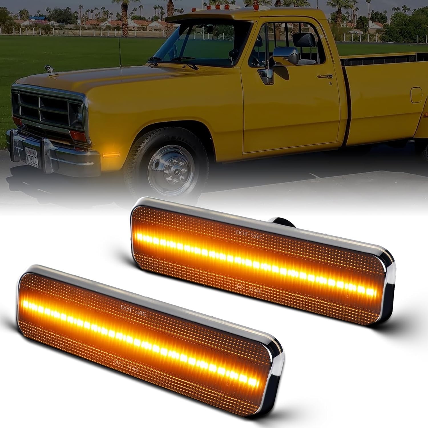 LED Front Side Marker Lights Compatible with Dodge Ram Truck 1972-1993 D100 D...
