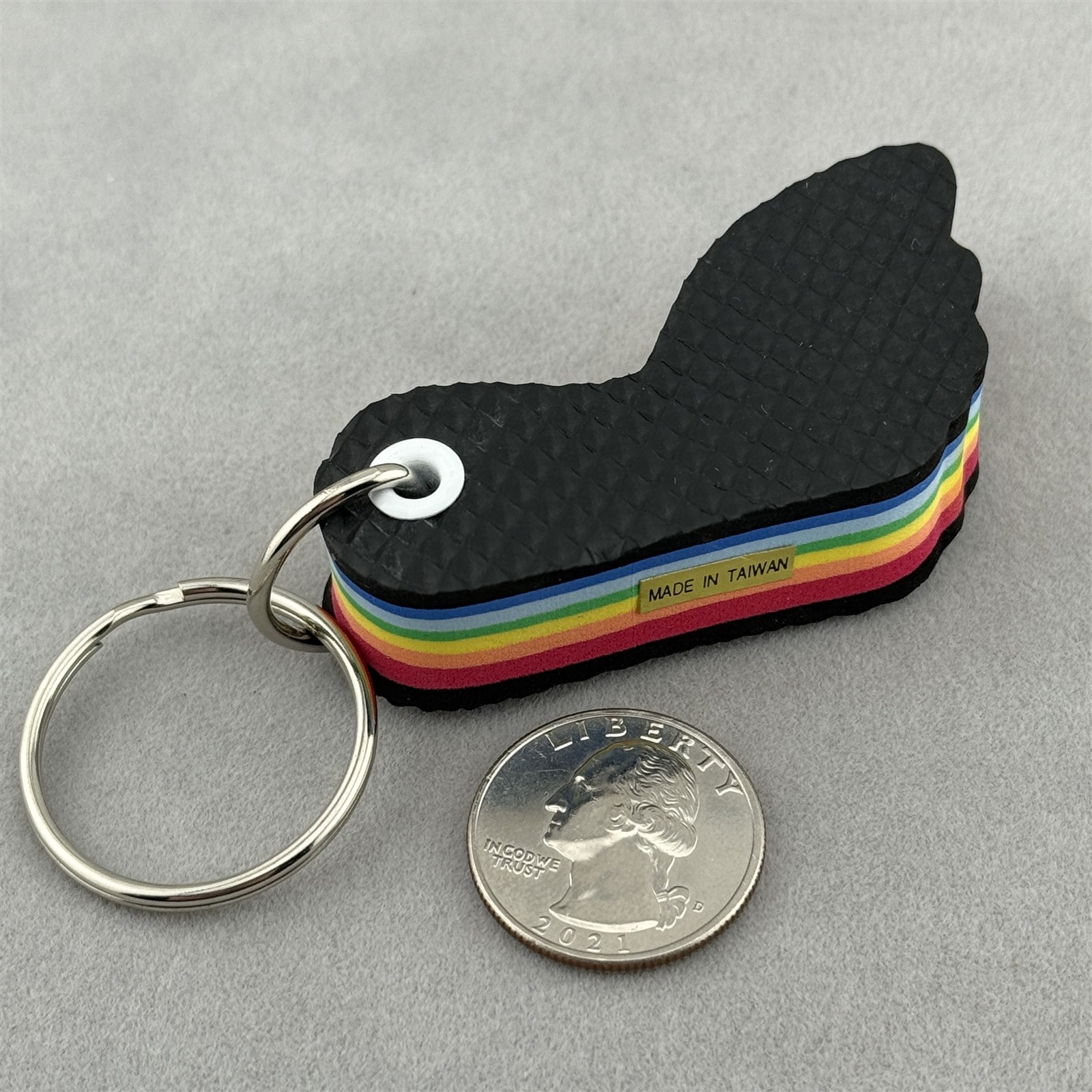 Vintage Foot Shape Outline Rainbow Foam Floating Keychain Key Ring #60498