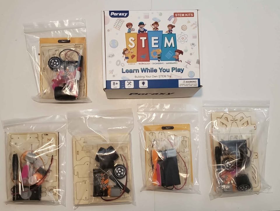 5 Poraxy STEM Kits Mini Tank, Aircraft Car, Off-Road, Racing & Wind Powered Cars